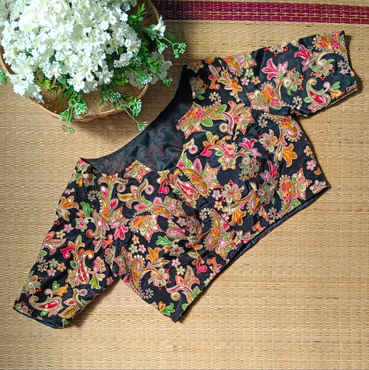 Black crepe code work blouse - Elbow sleeves