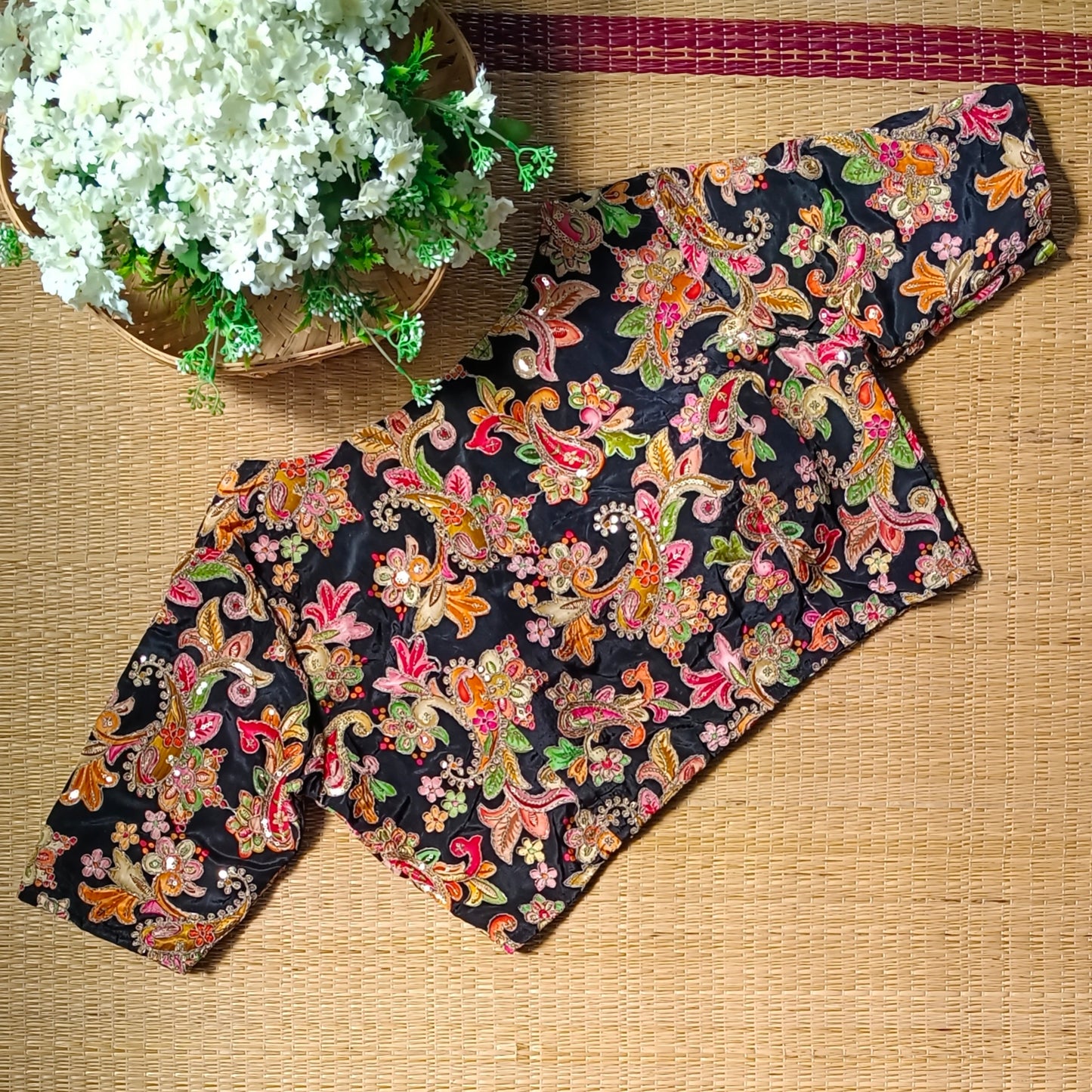 Black crepe code work blouse - Elbow sleeves