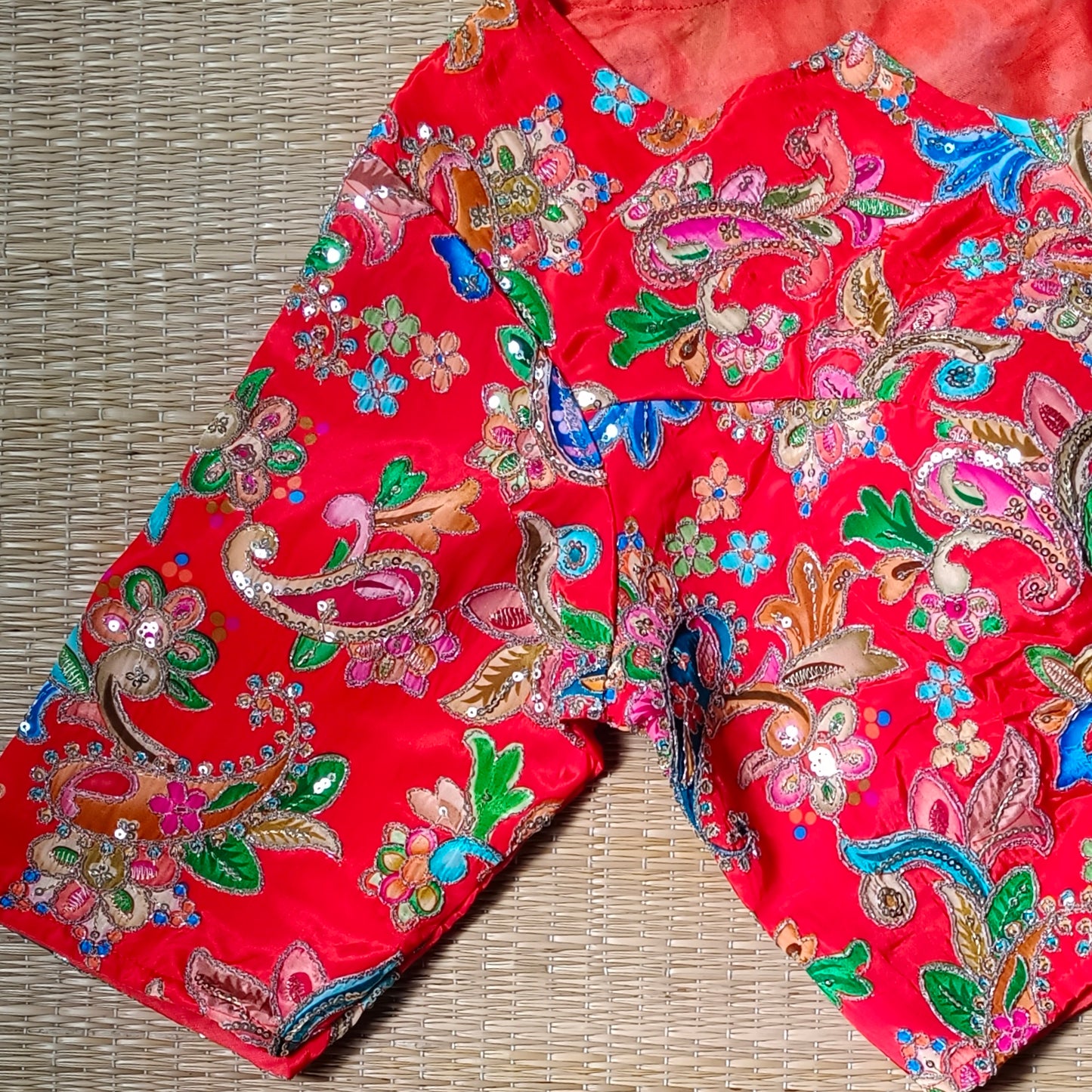 Orange crepe code work blouse - Elbow sleeves