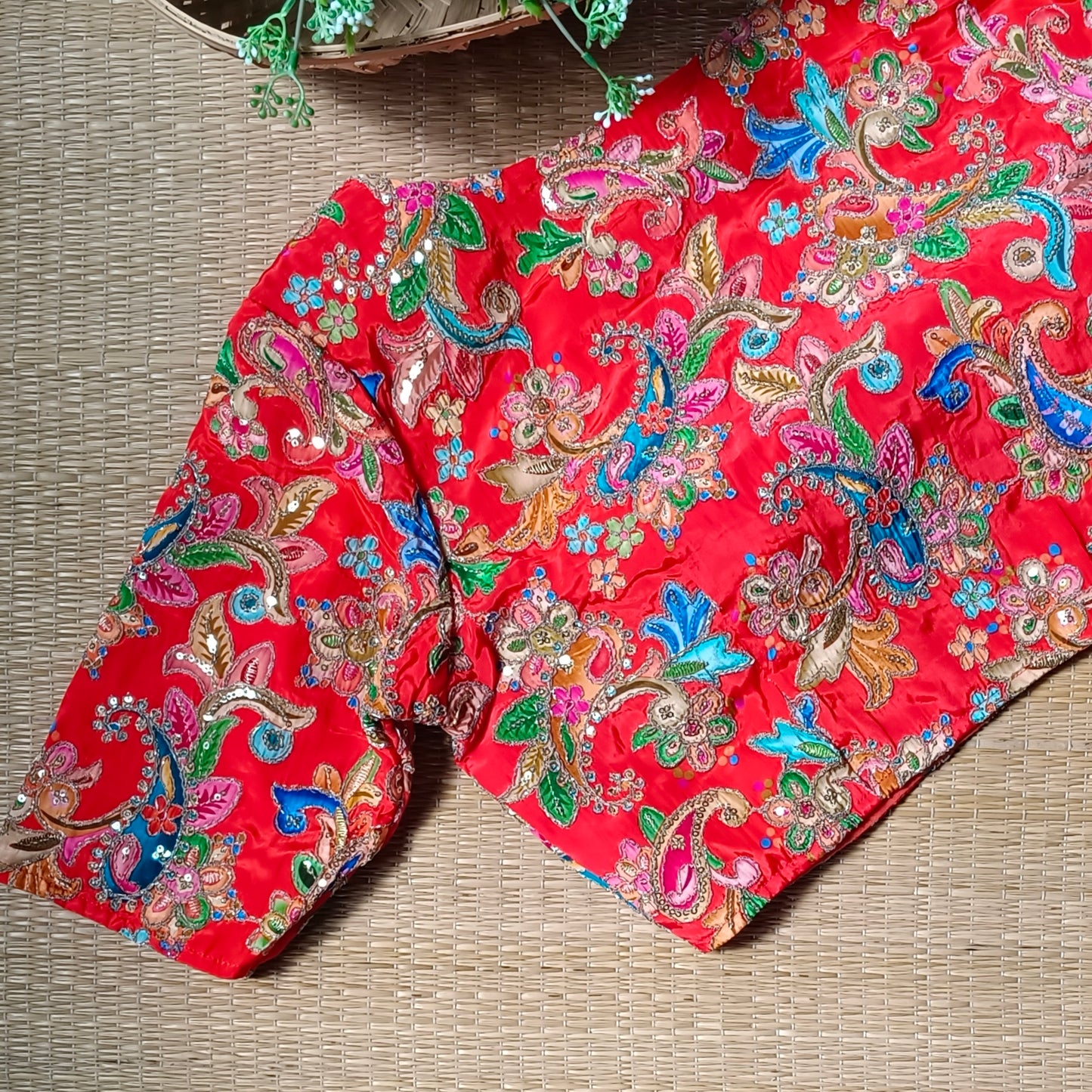 Orange crepe code work blouse - Elbow sleeves