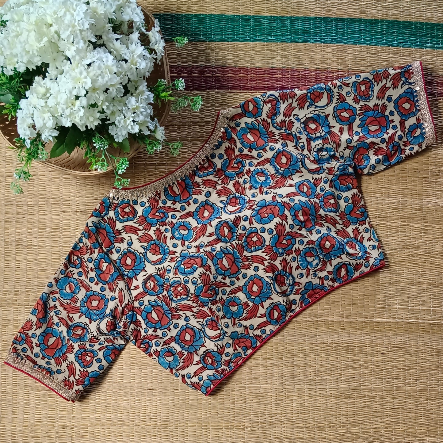 Beige Ajrak Cotton Blouse