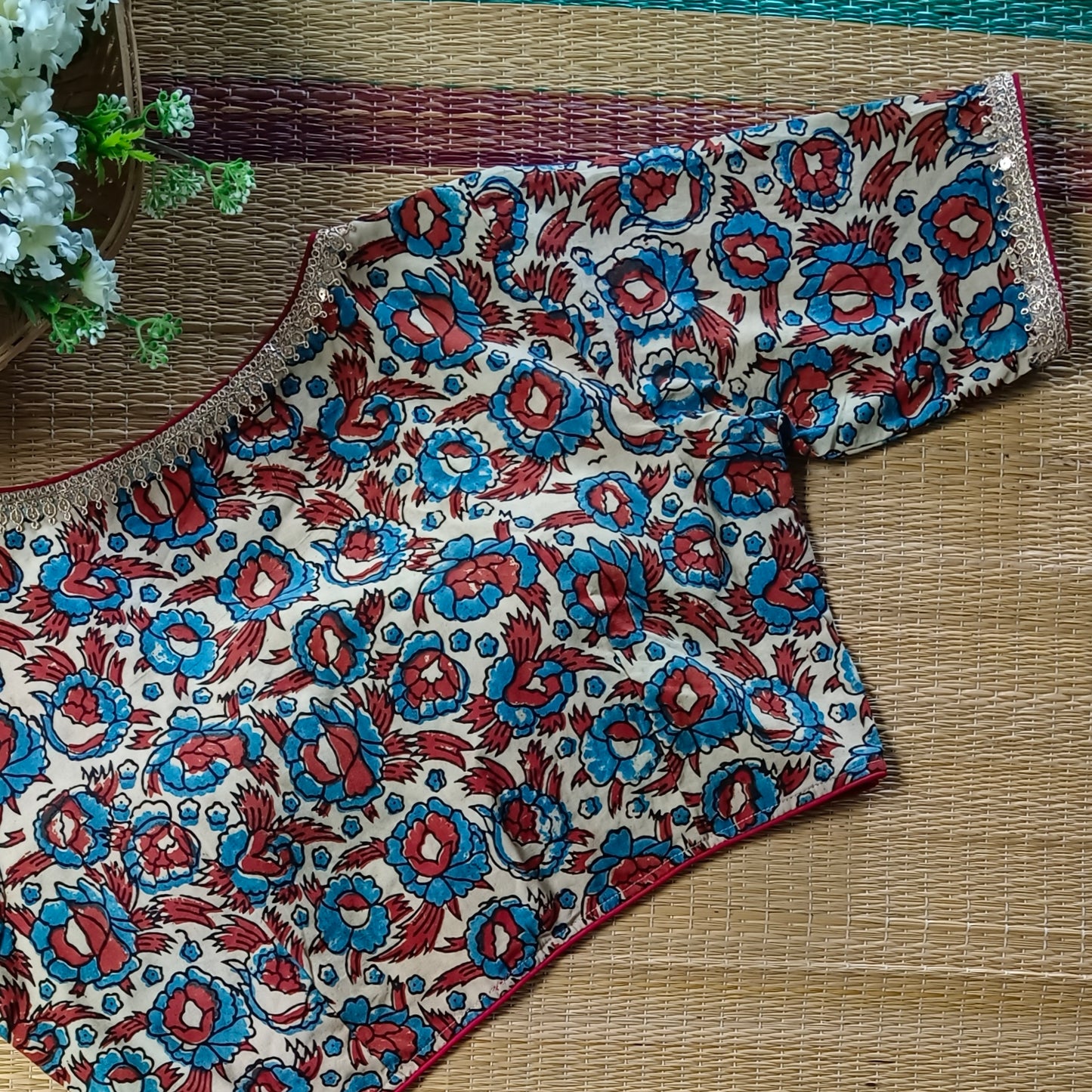 Beige Ajrak Cotton Blouse