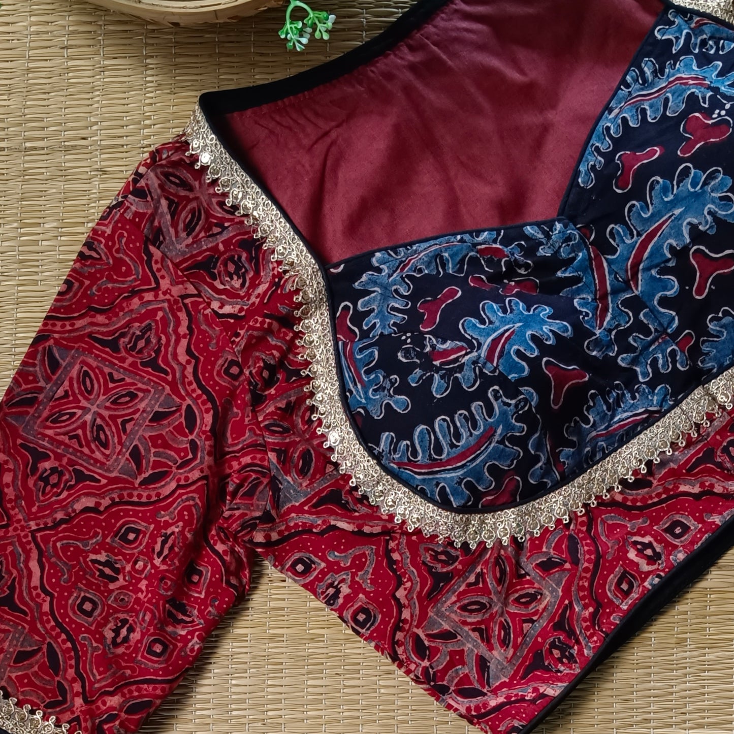 Maroon Ajrak Cotton Blouse