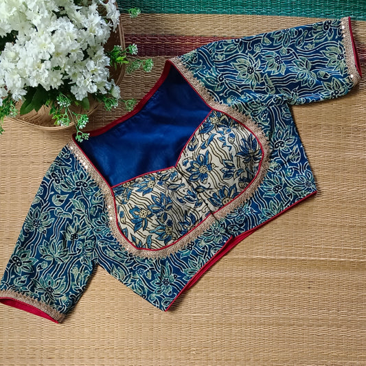 Indigo Ajrak Cotton Blouse