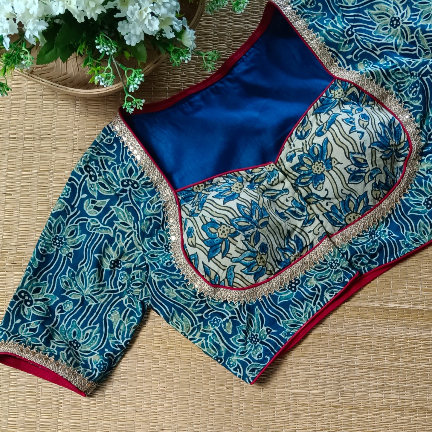 Indigo Ajrak Cotton Blouse
