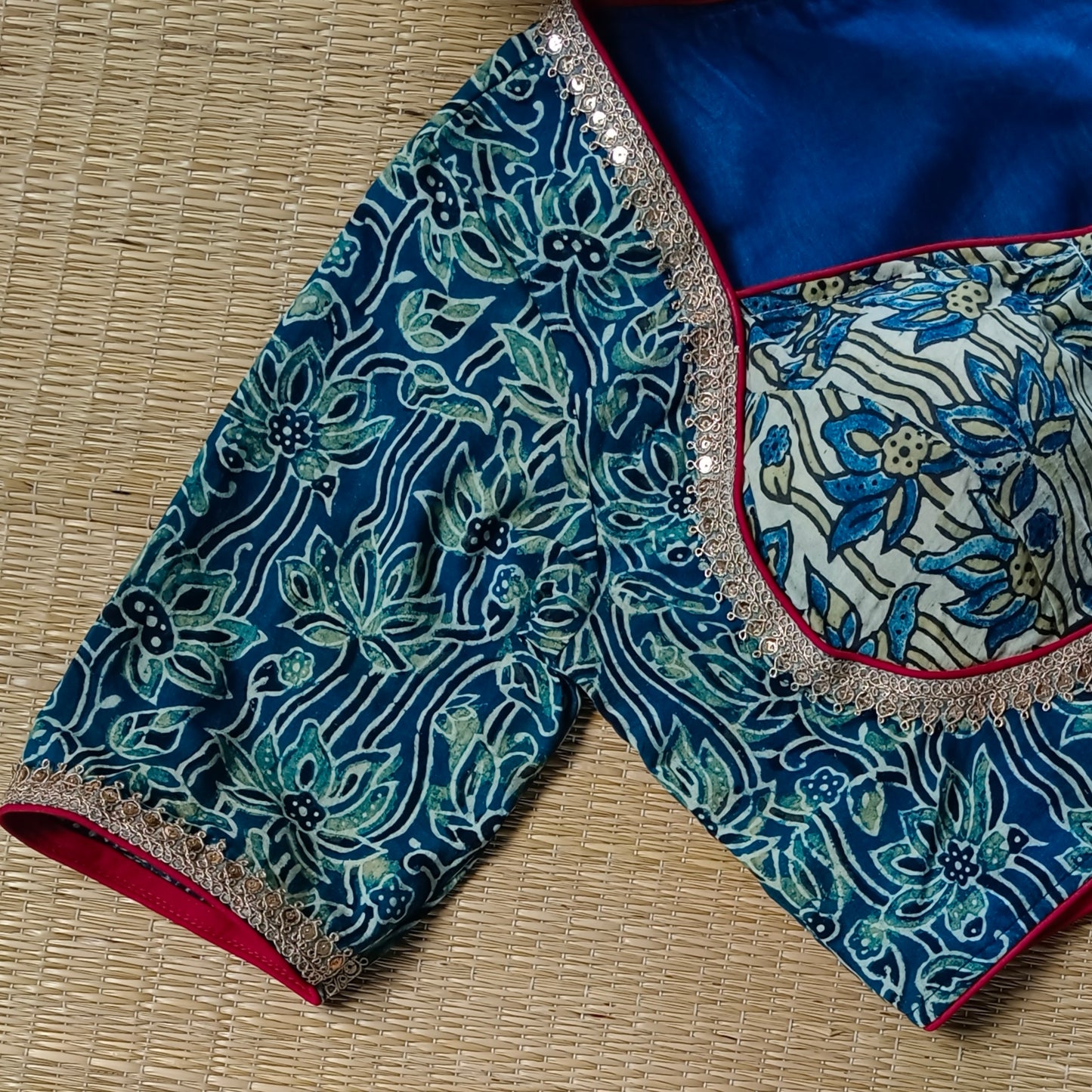 Indigo Ajrak Cotton Blouse