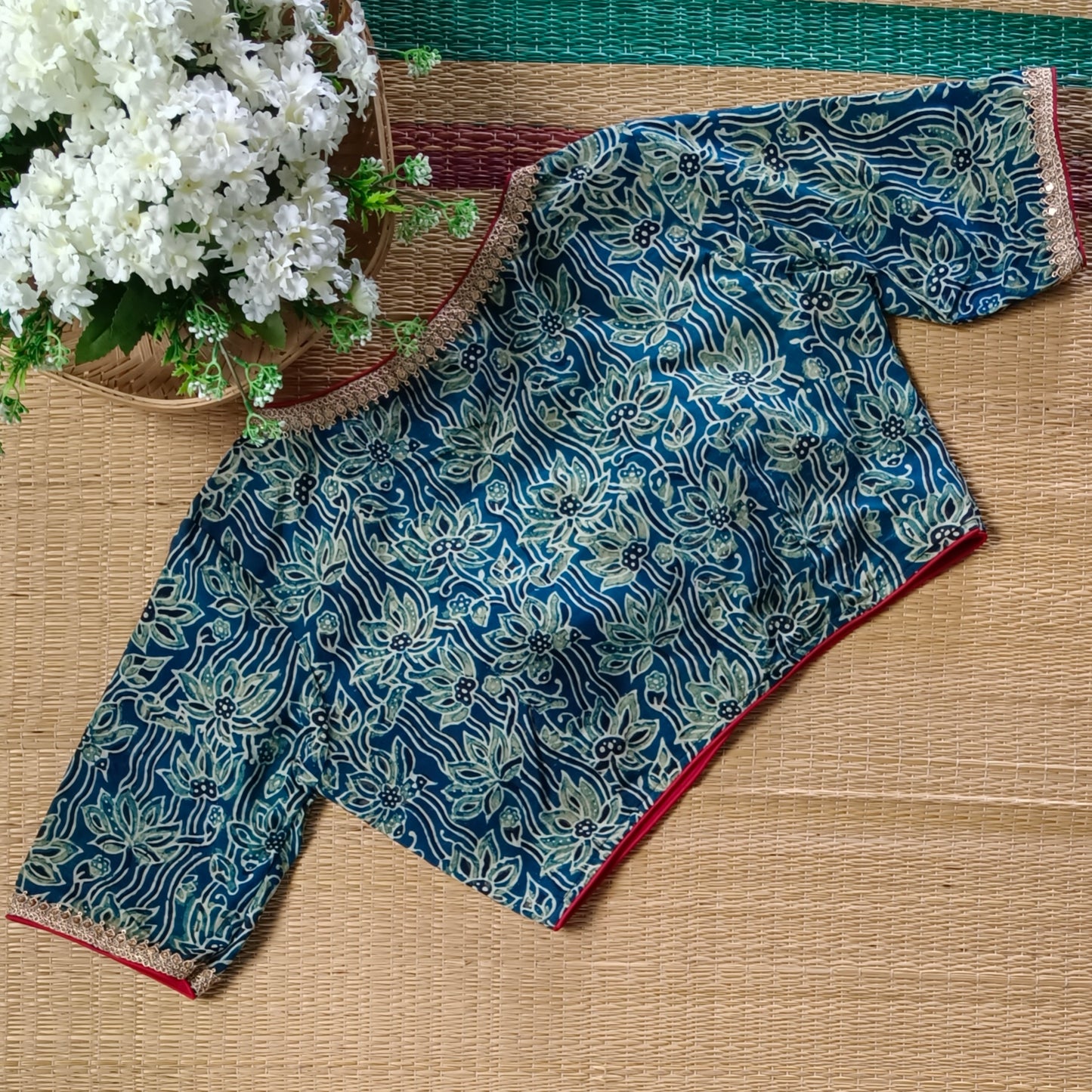 Indigo Ajrak Cotton Blouse