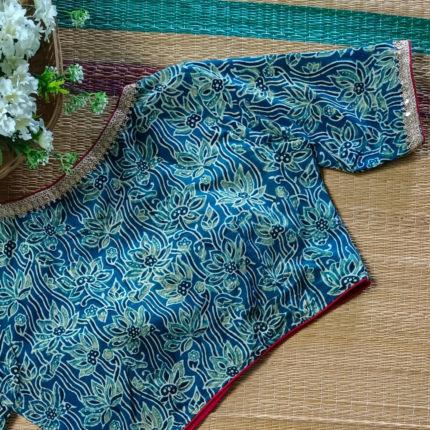 Indigo Ajrak Cotton Blouse