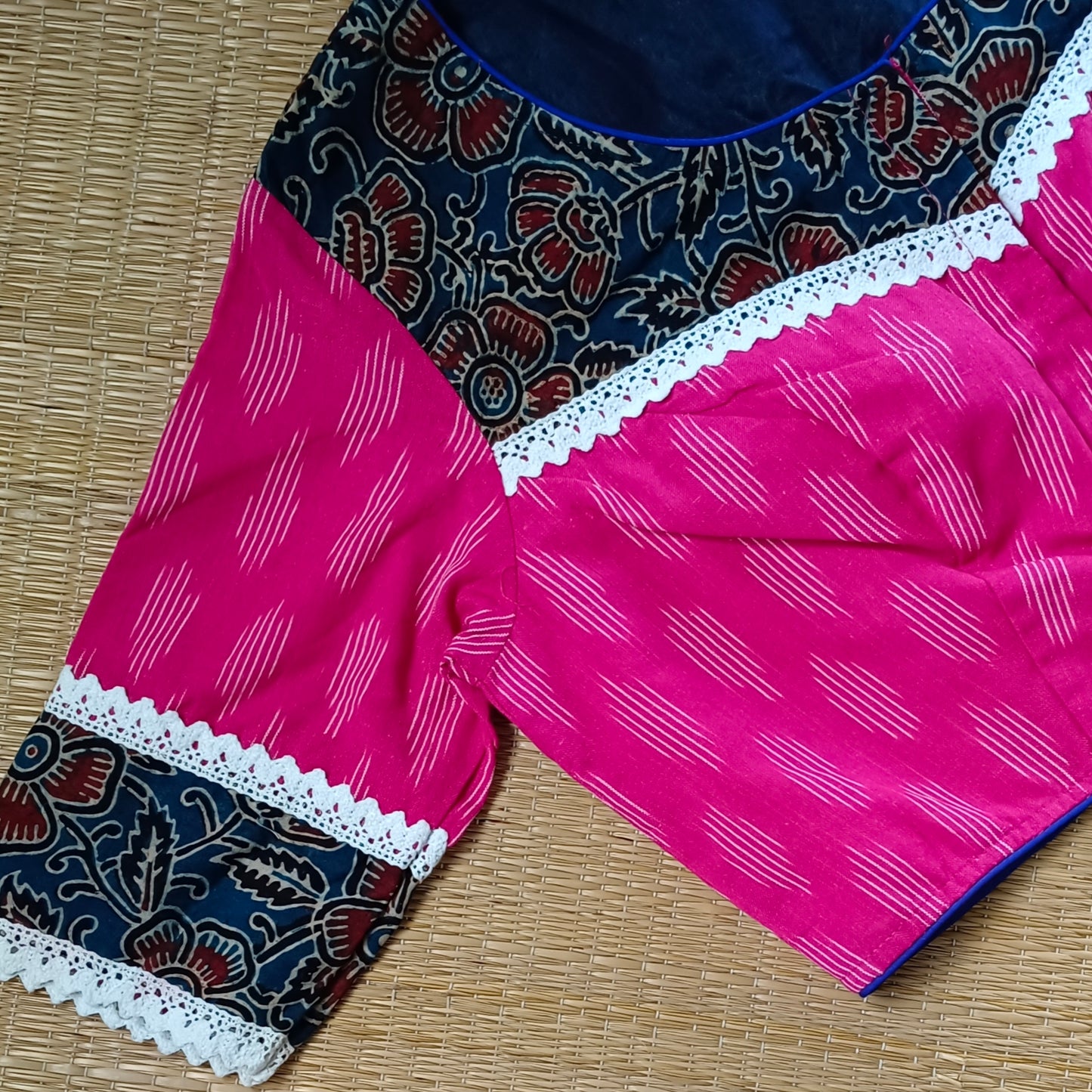 Pink Ikkat and Ajrak Pattern Blouse