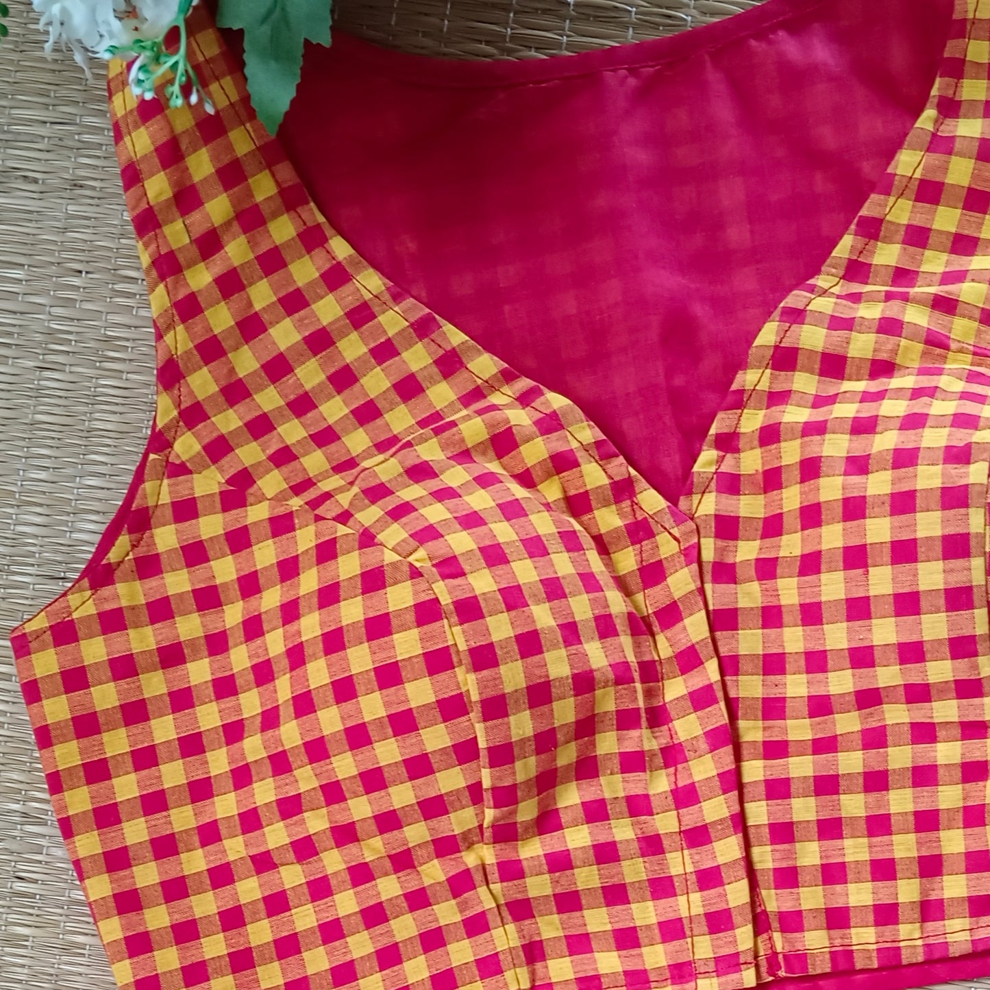 Red & Yellow Checks Cotton Blouse