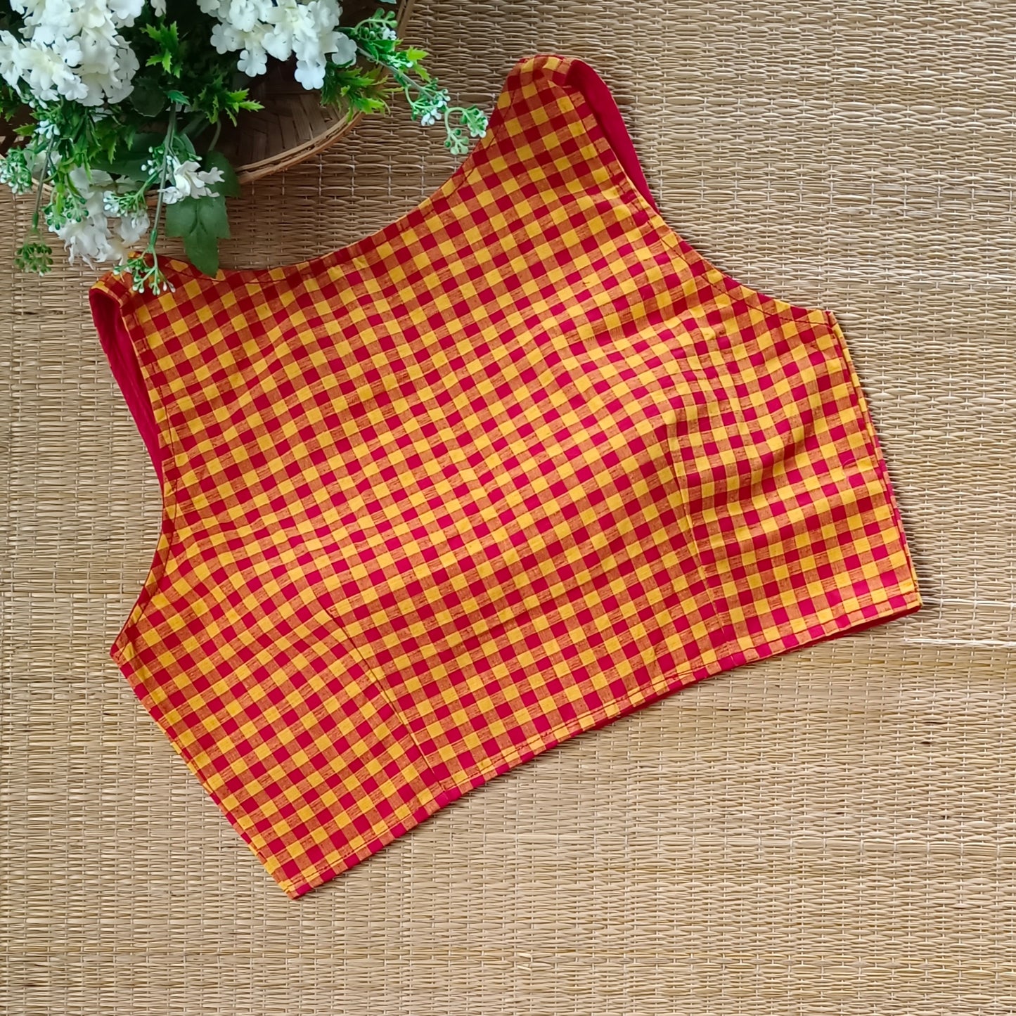 Red & Yellow Checks Cotton Blouse