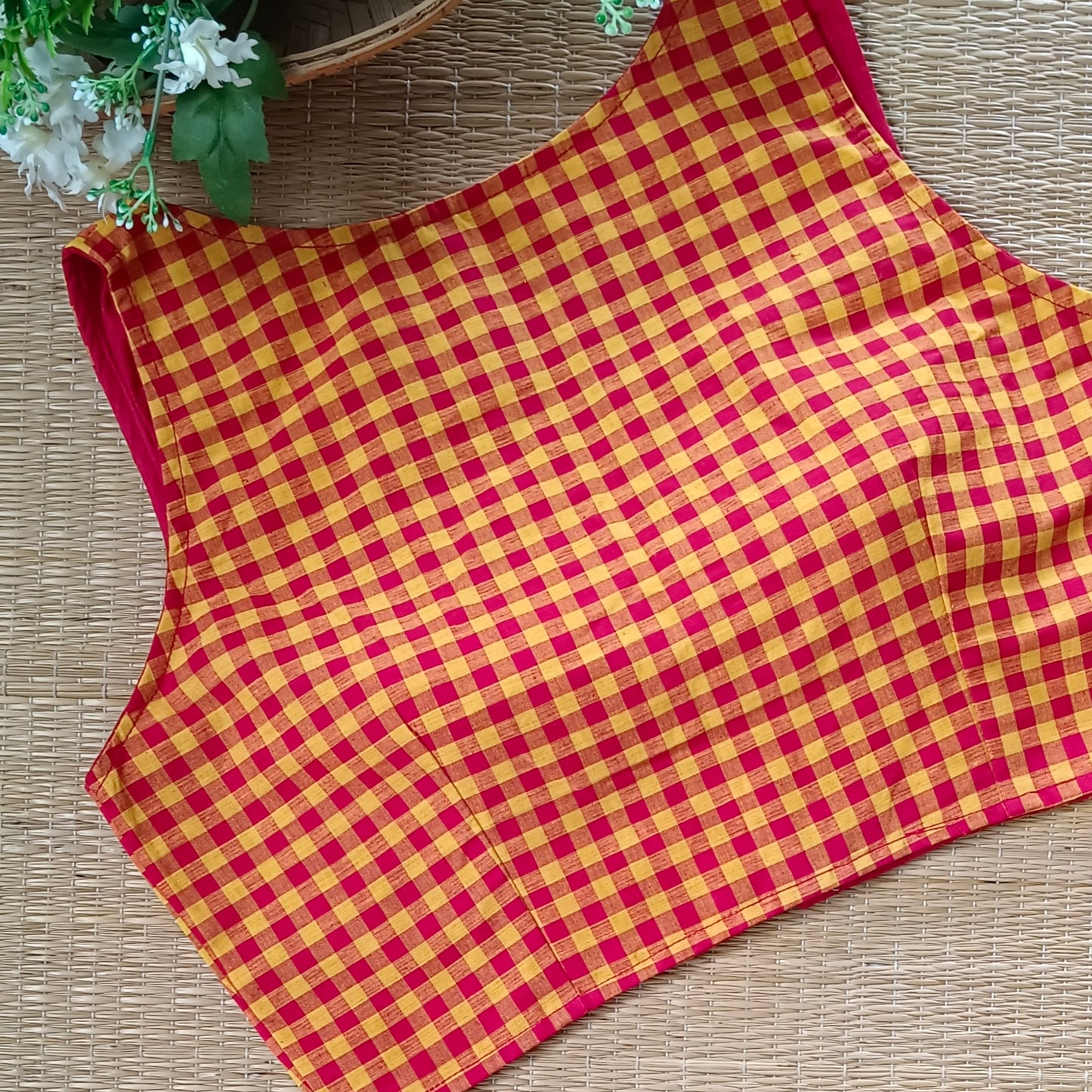 Red & Yellow Checks Cotton Blouse