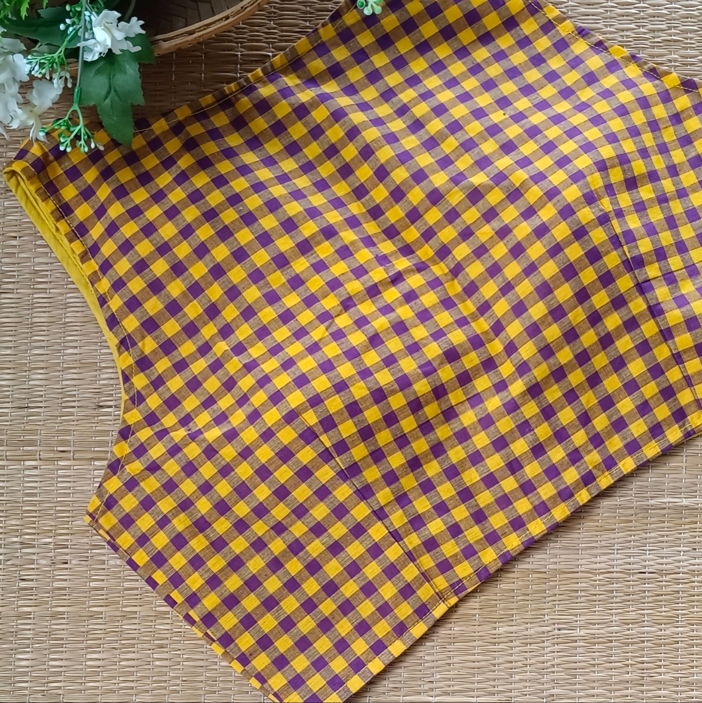 Purple & Yellow Checks Cotton Blouse