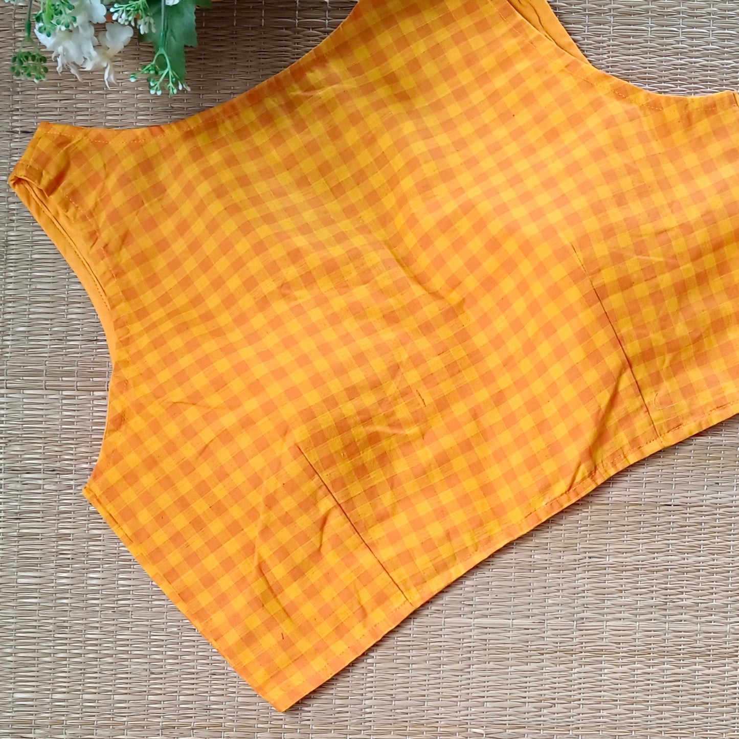 Orange & Yellow Checks Cotton Blouse