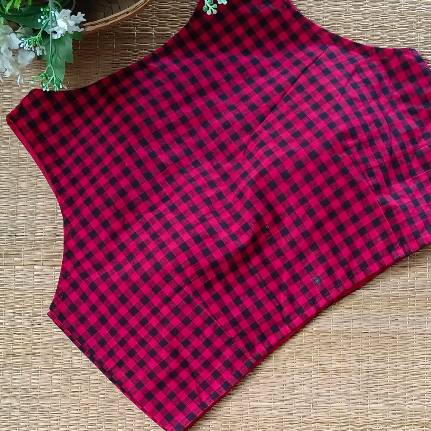 Red & Black Checks Cotton Blouse