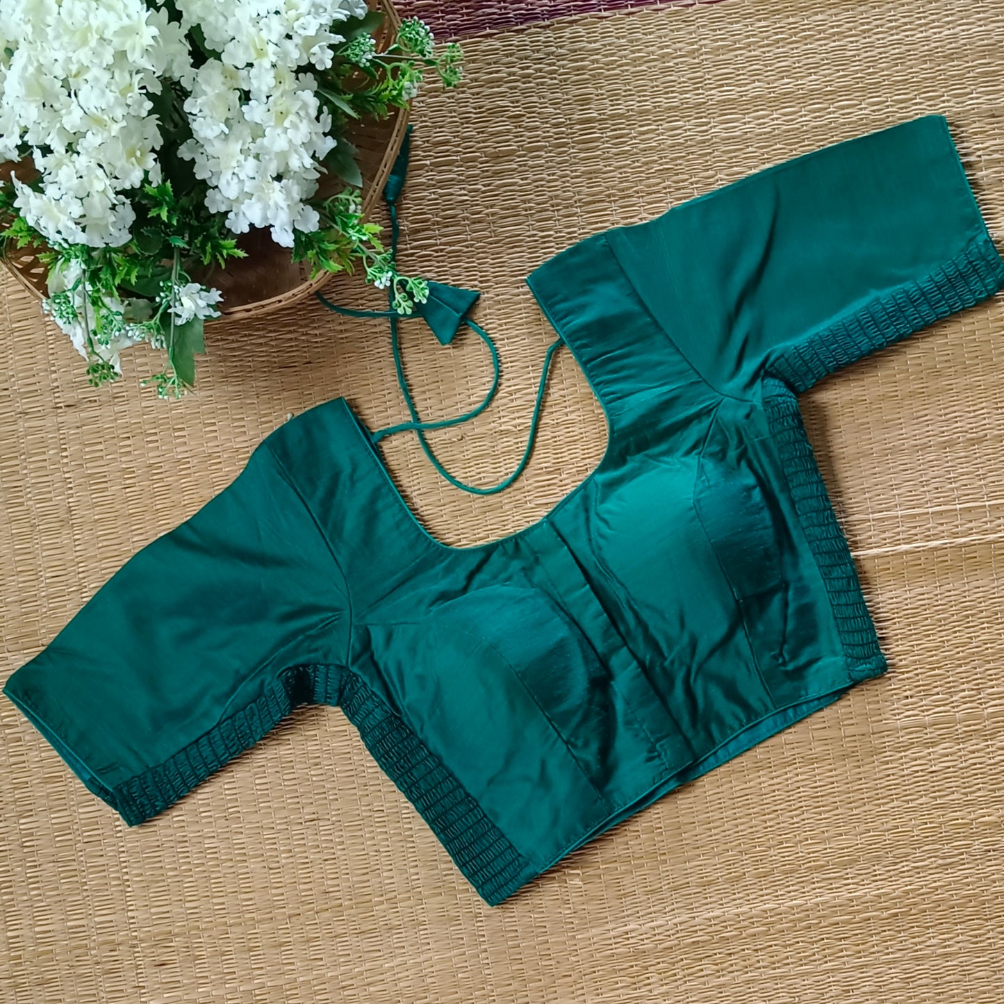 Classic green 2 plain flexi fit blouse