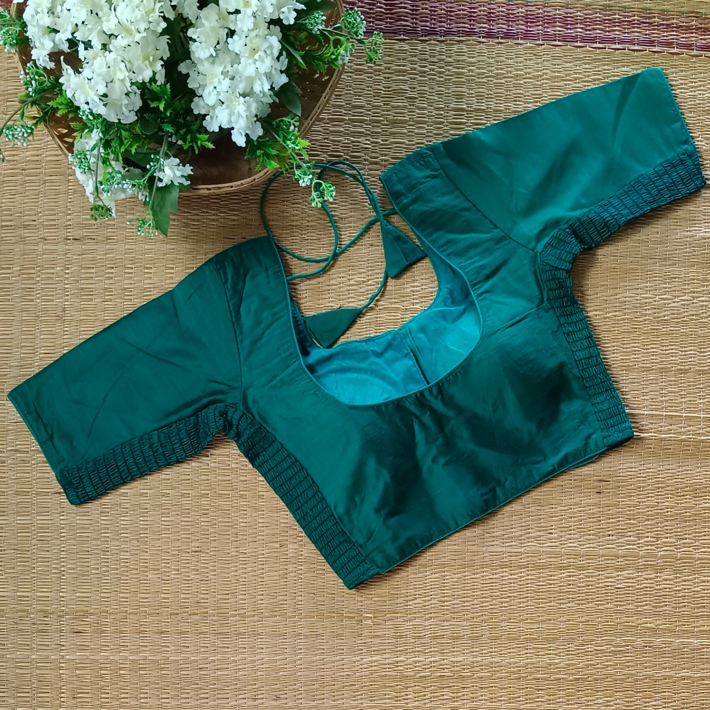 Classic green 2 plain flexi fit blouse
