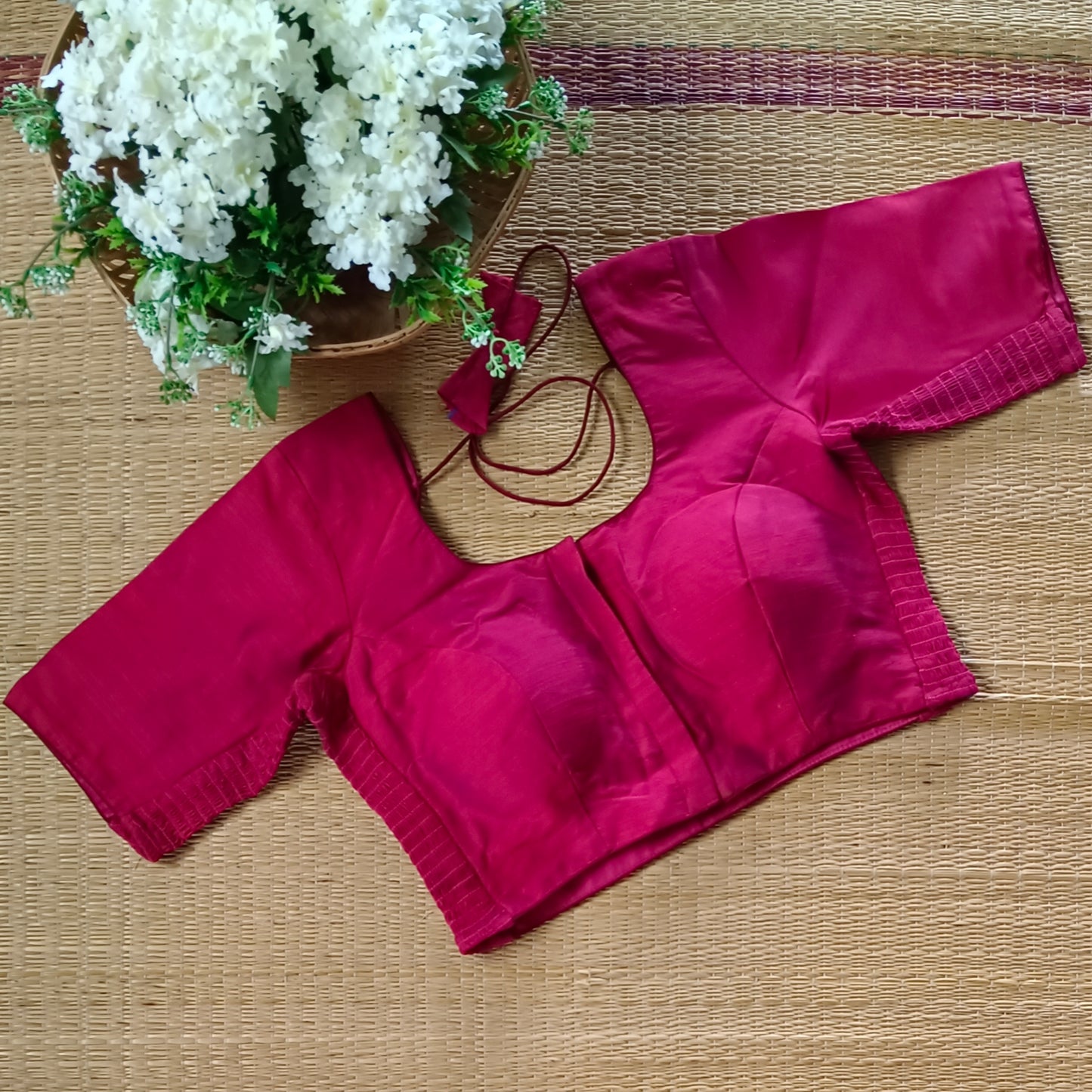 Classic Maroonish Red plain flexi fit blouse