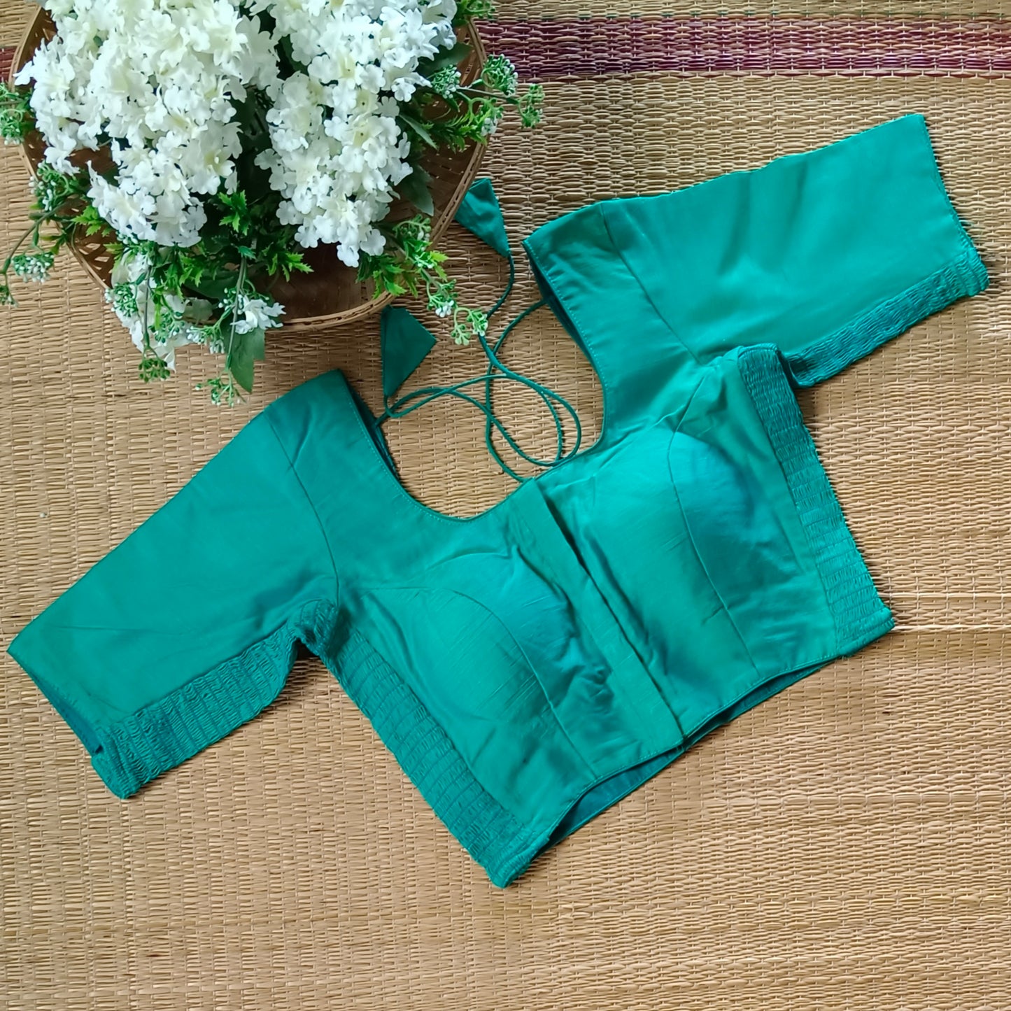 Classic green blue dual shade flexi fit blouse