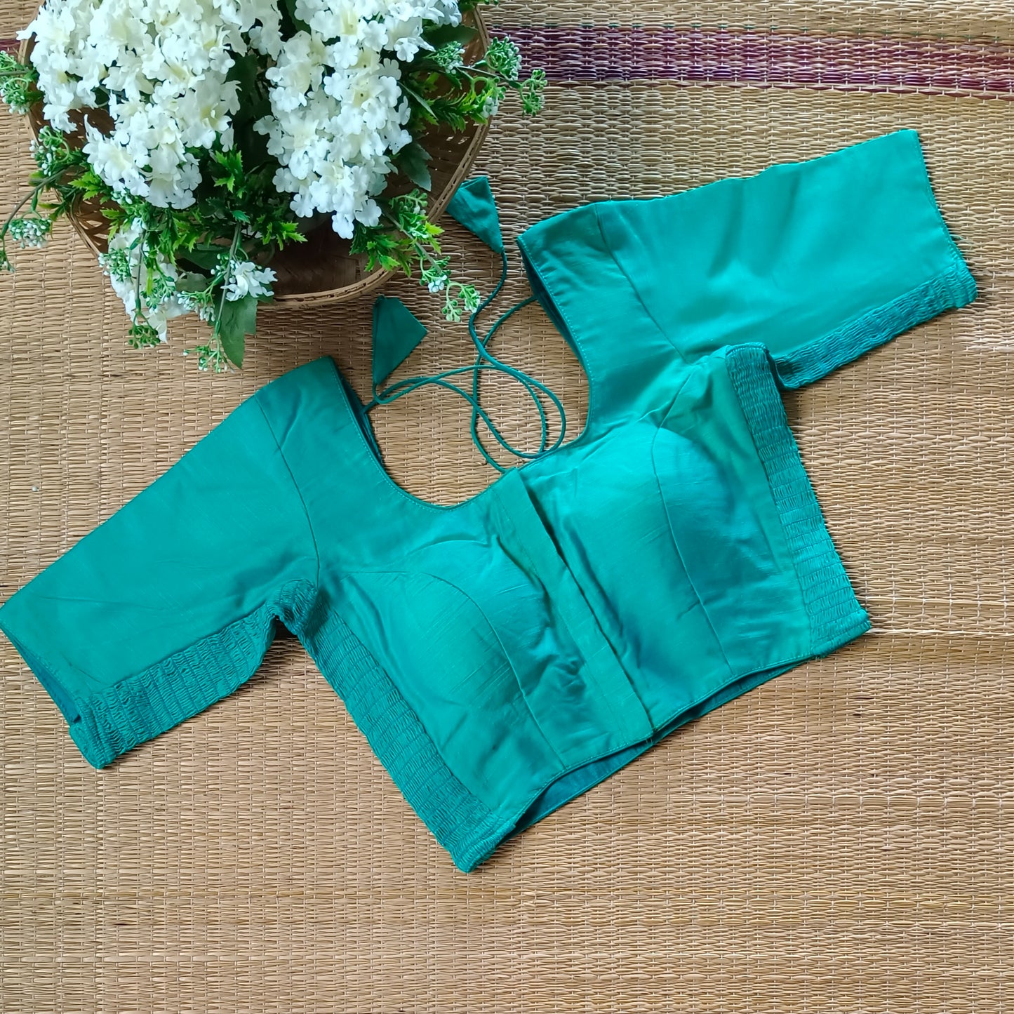Classic green blue dual shade flexi fit blouse