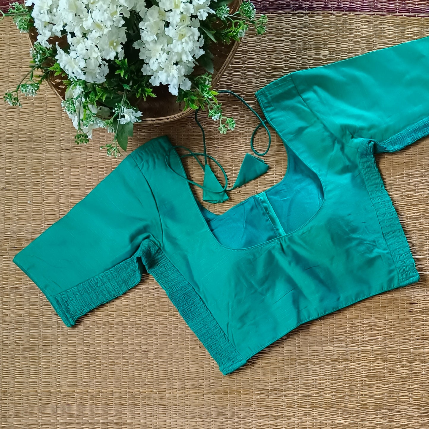 Classic green blue dual shade flexi fit blouse