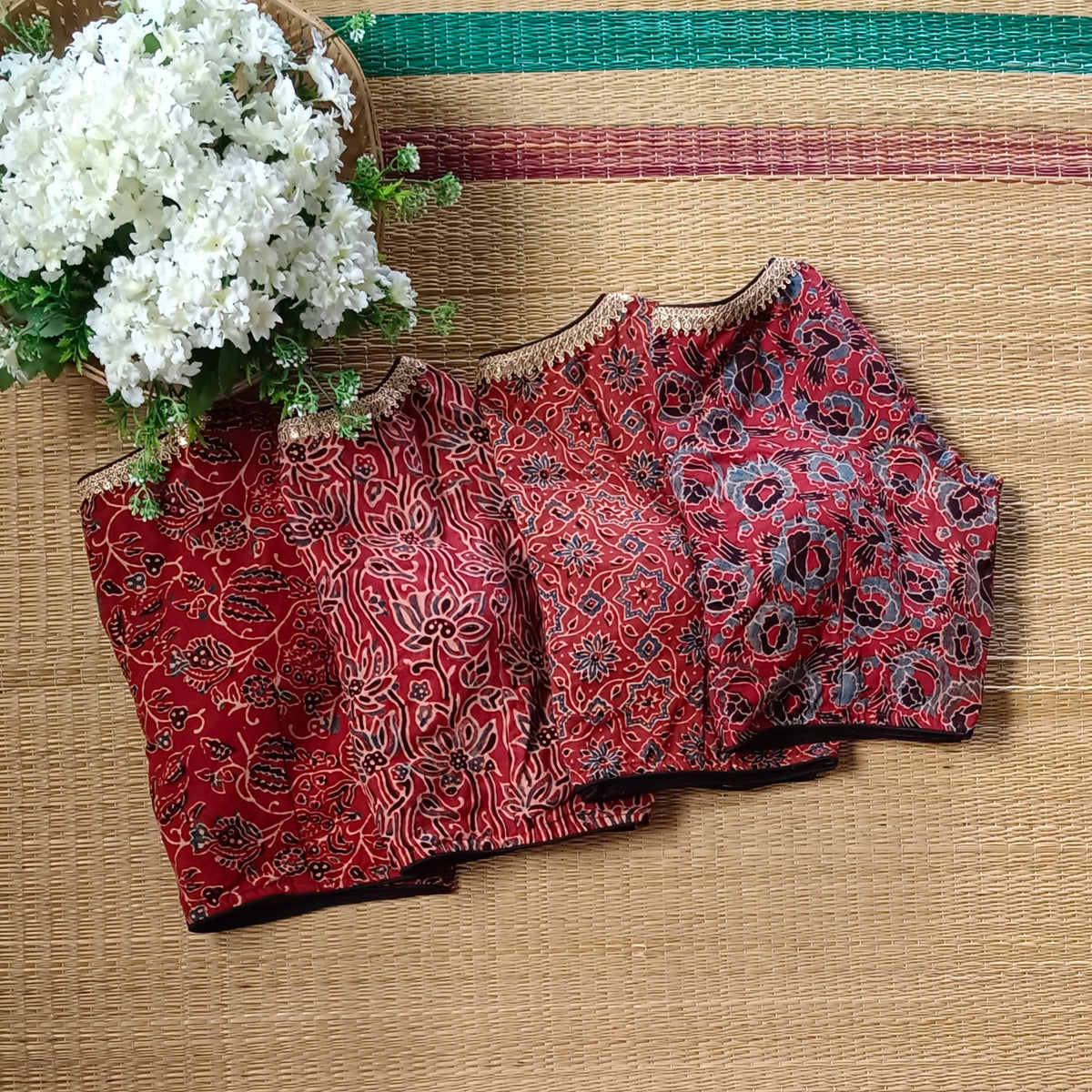 Maroon & Black Ajrak Cotton Blouse (Assorted)