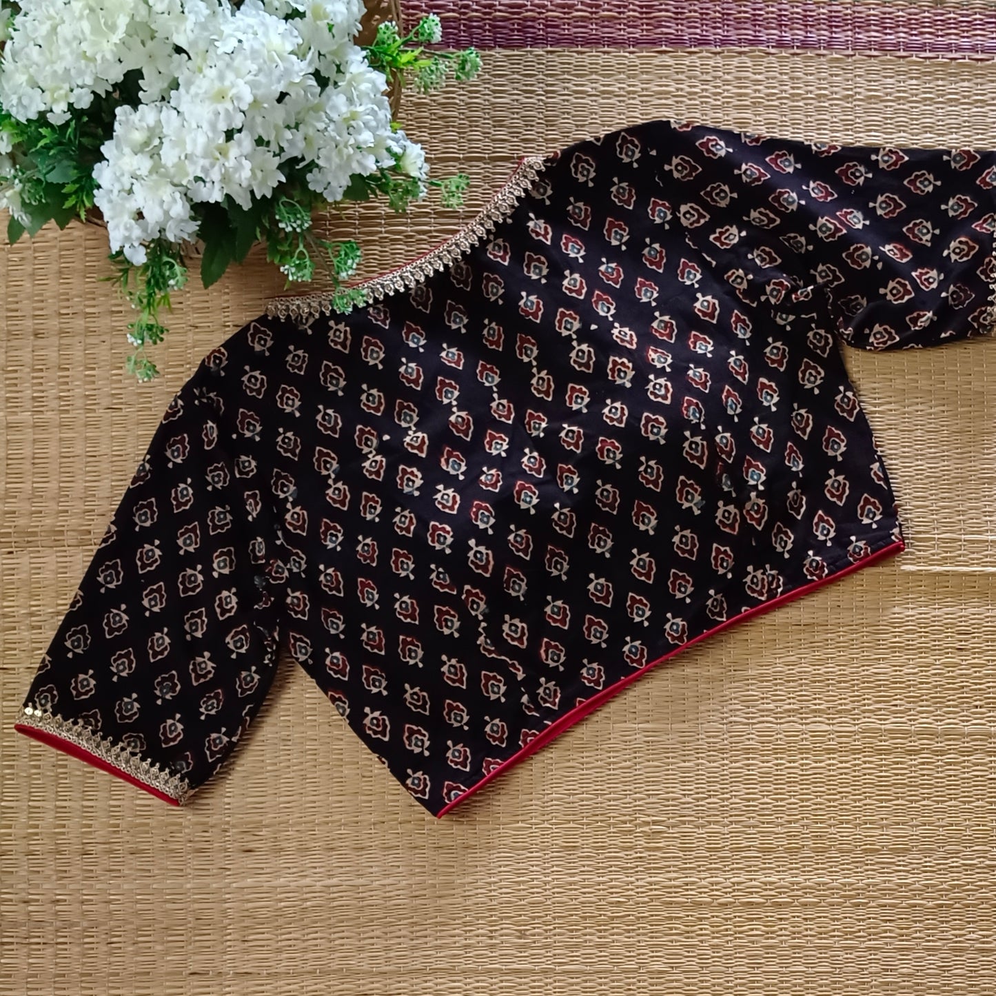 Black & Mustard Ajrak Cotton Blouse (Assorted)