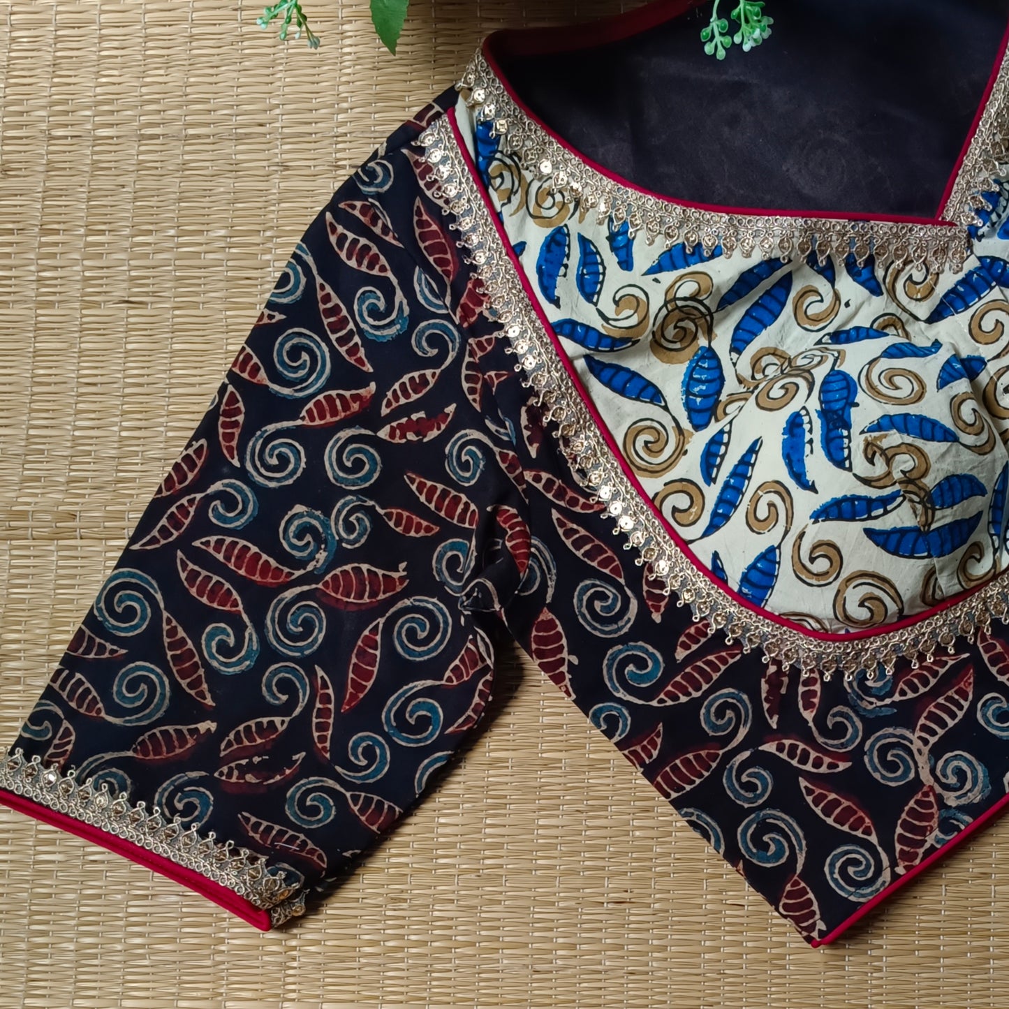 Black & Cream Ajrak Cotton Blouse