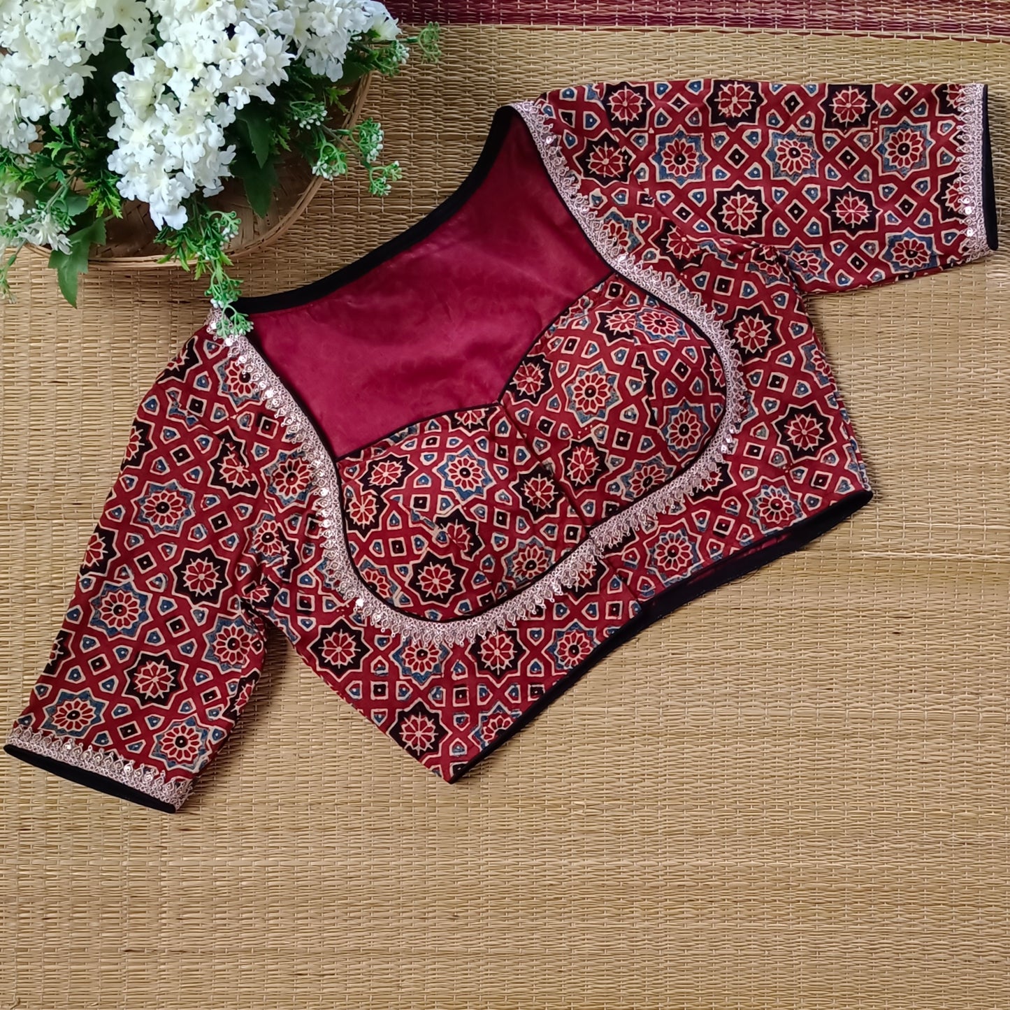 Maroon Ajrak Cotton Blouse (Assorted)
