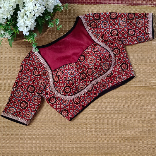 Maroon Ajrak Cotton Blouse (Assorted)