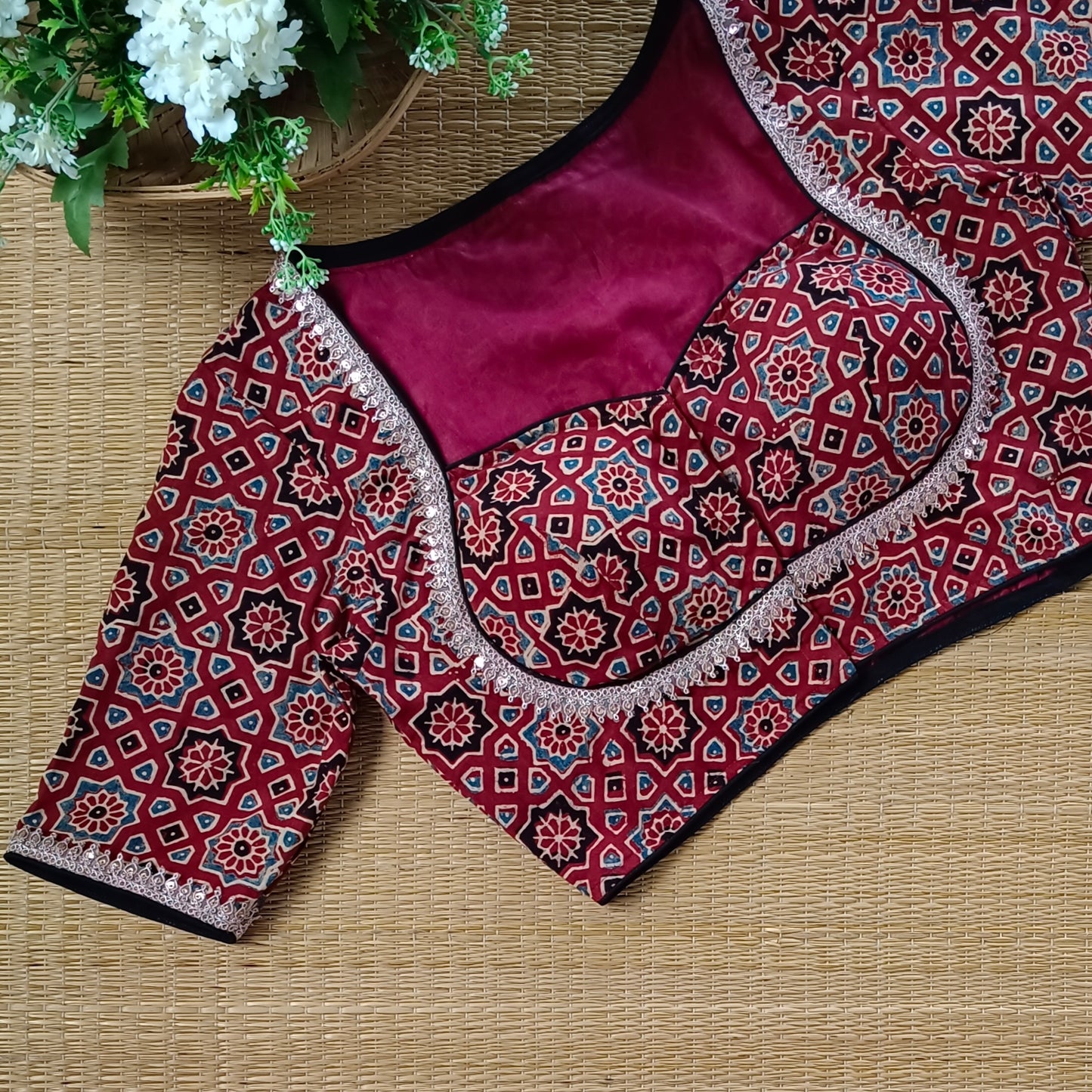 Maroon Ajrak Cotton Blouse (Assorted)