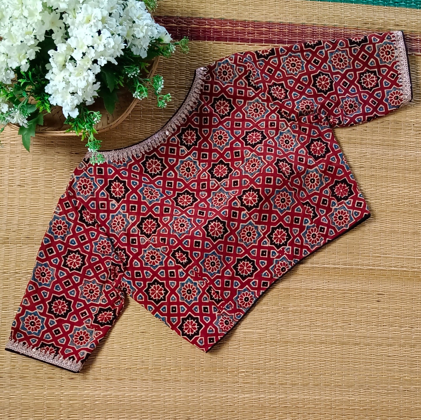 Maroon Ajrak Cotton Blouse (Assorted)