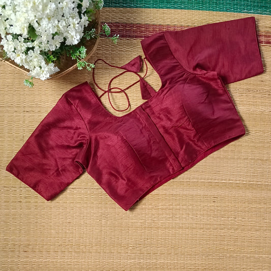 Classic maroonish brown plain blouse