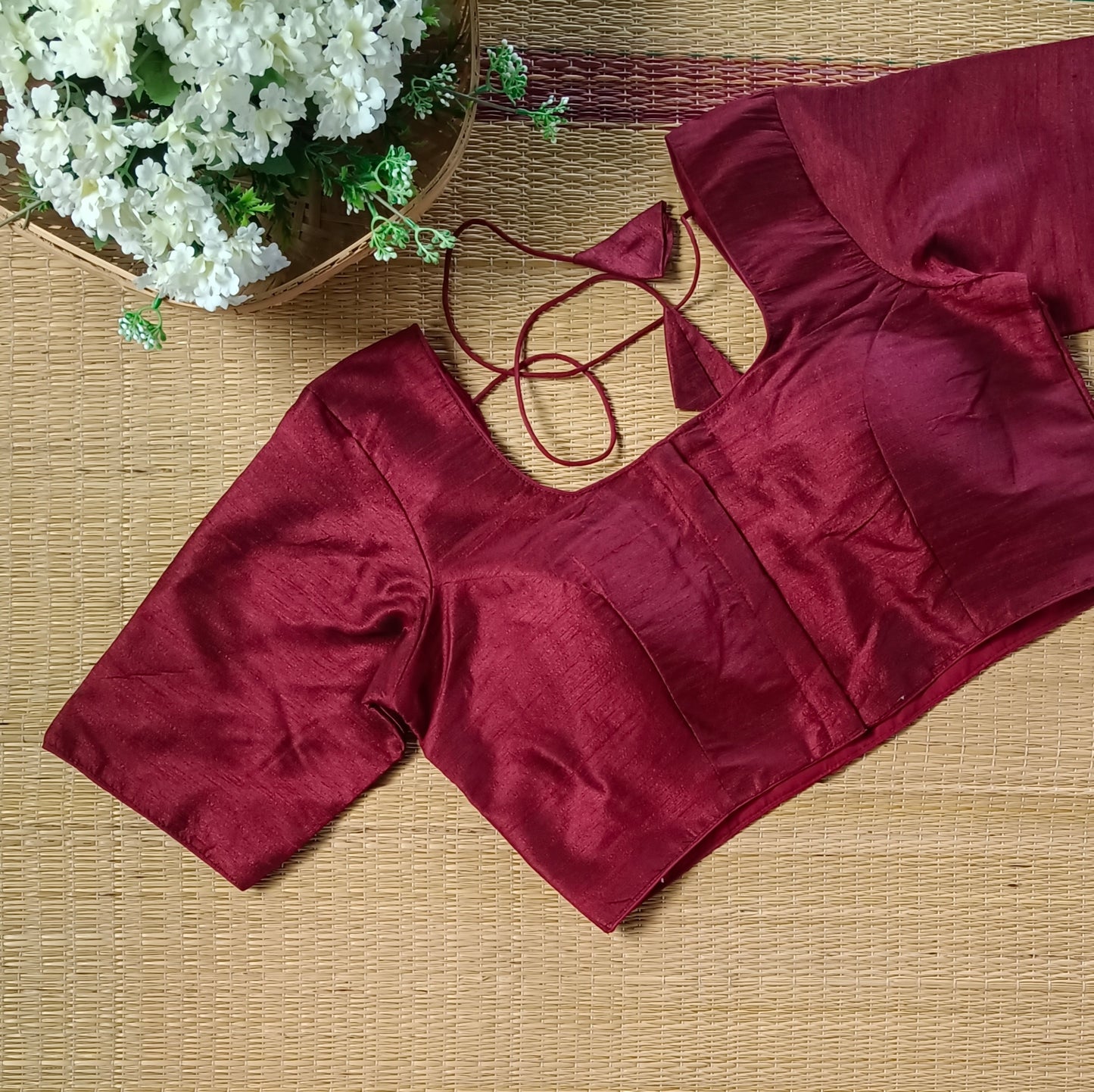 Classic maroonish brown plain blouse