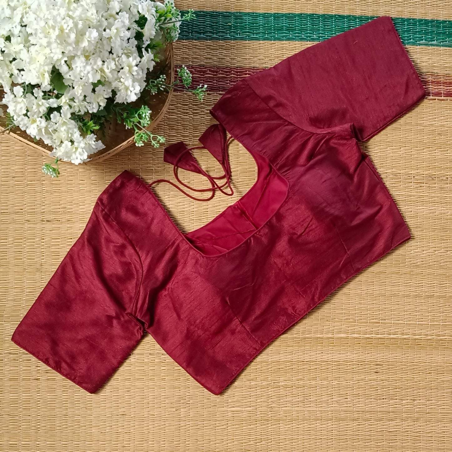 Classic maroonish brown plain blouse