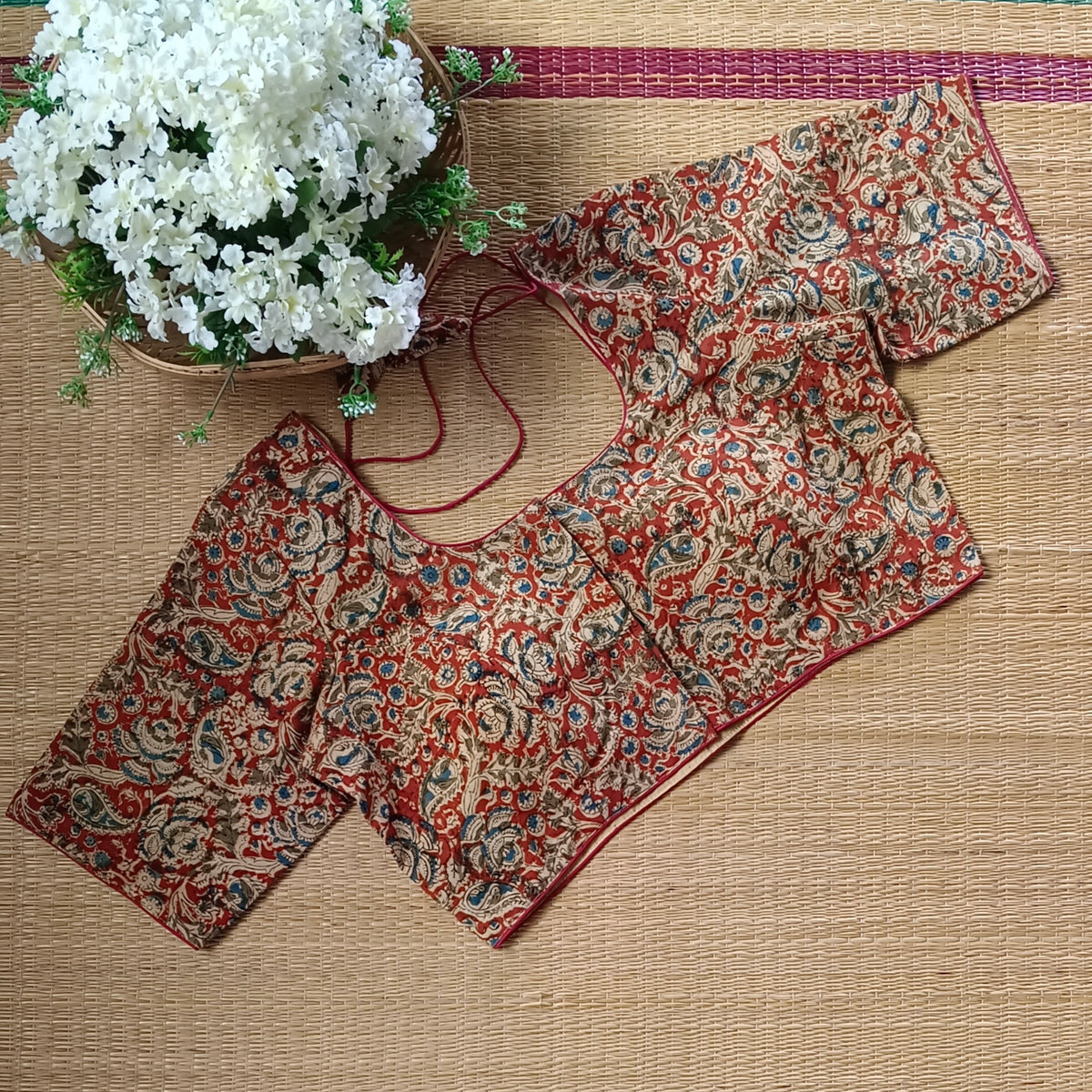 Classic Maroon Kalamkari Cotton Blouse 1