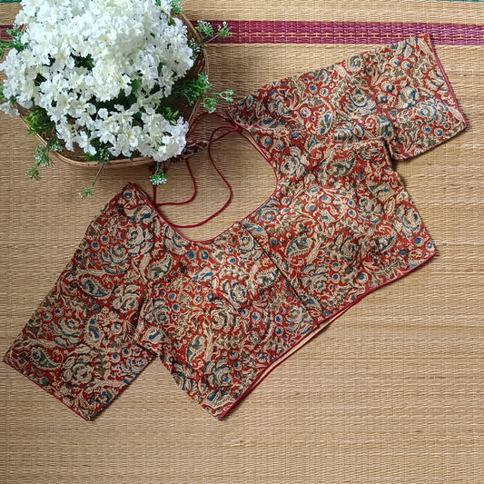 Classic Maroon Kalamkari Cotton Blouse 1