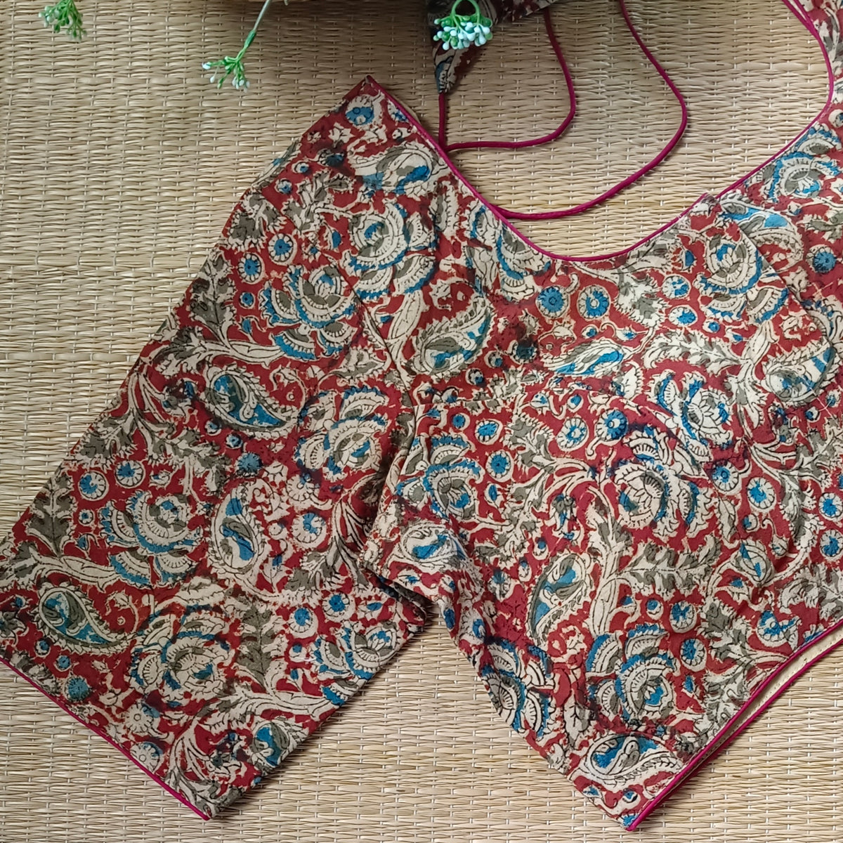 Classic Maroon Kalamkari Cotton Blouse 1