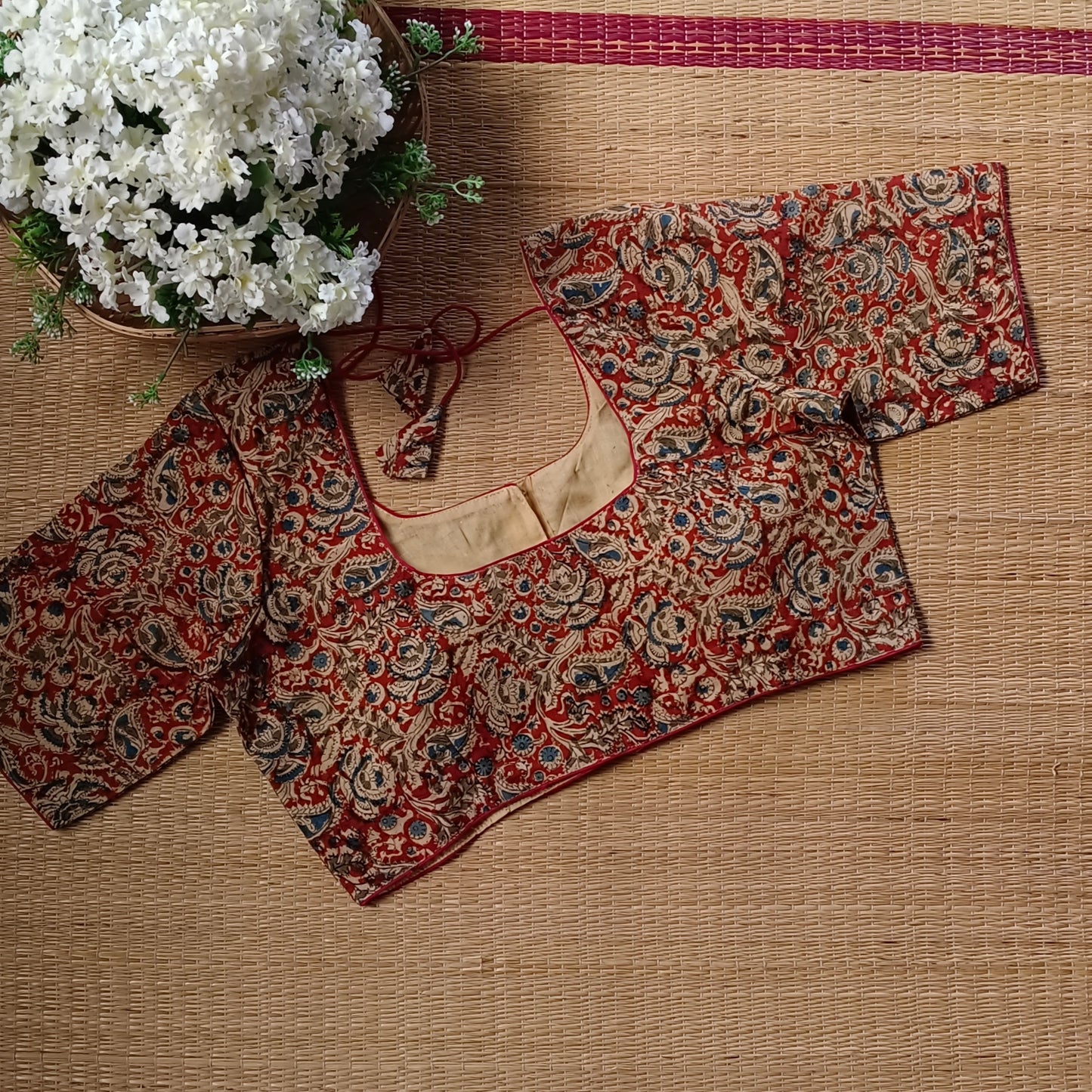 Classic Maroon Kalamkari Cotton Blouse 1