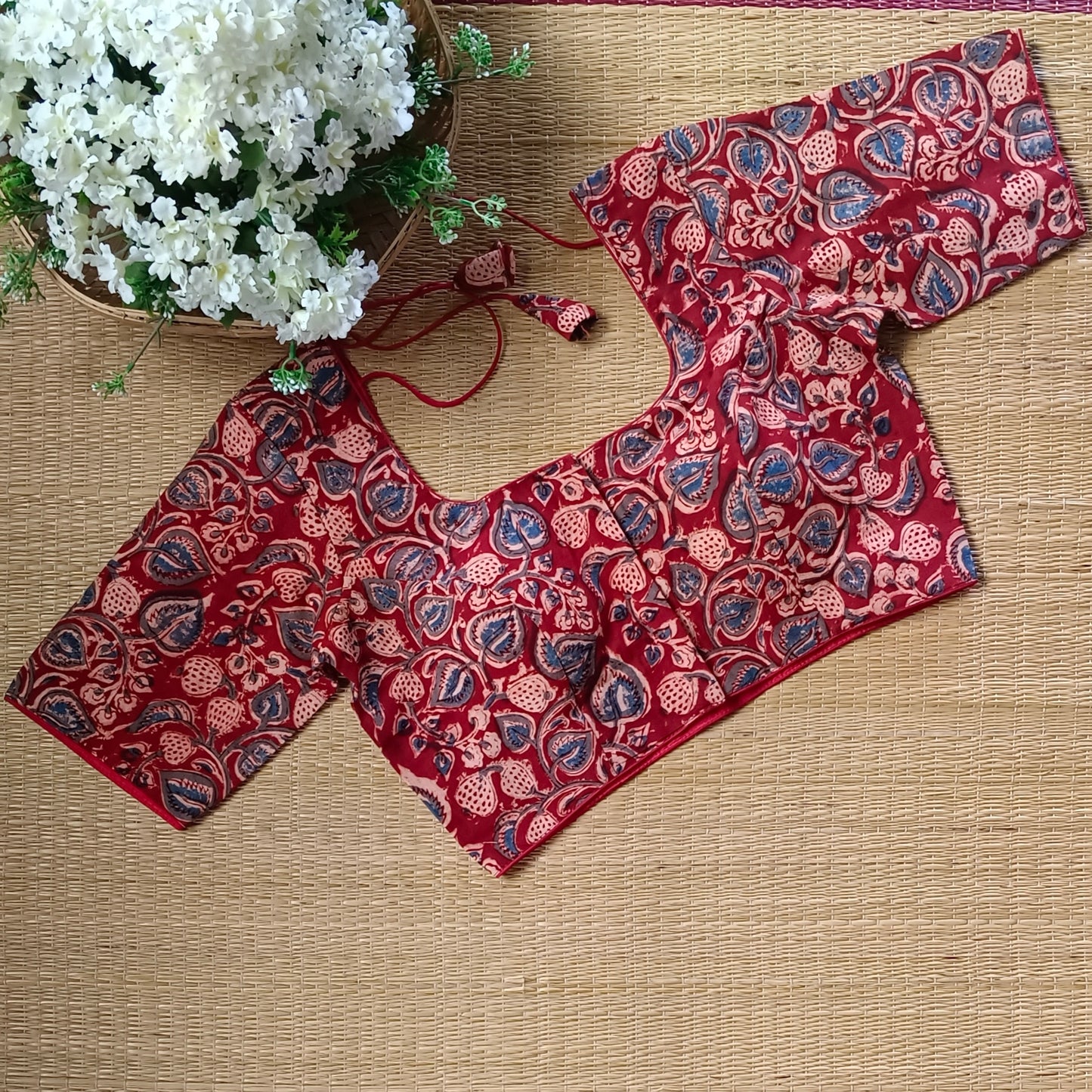 Classic Maroon Kalamkari Cotton Blouse 2