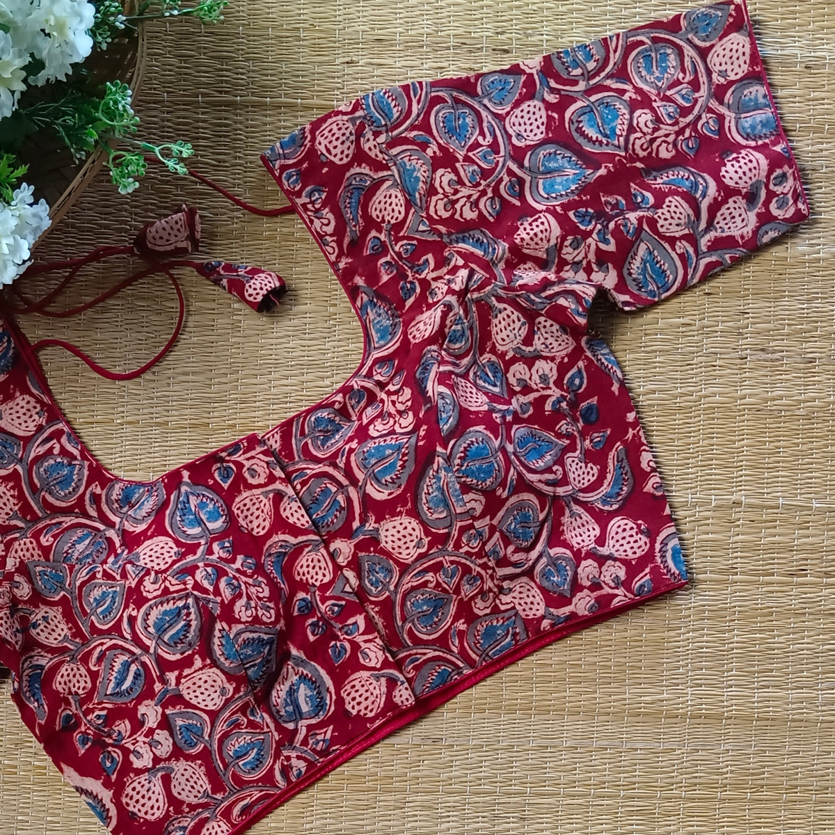 Classic Maroon Kalamkari Cotton Blouse 2