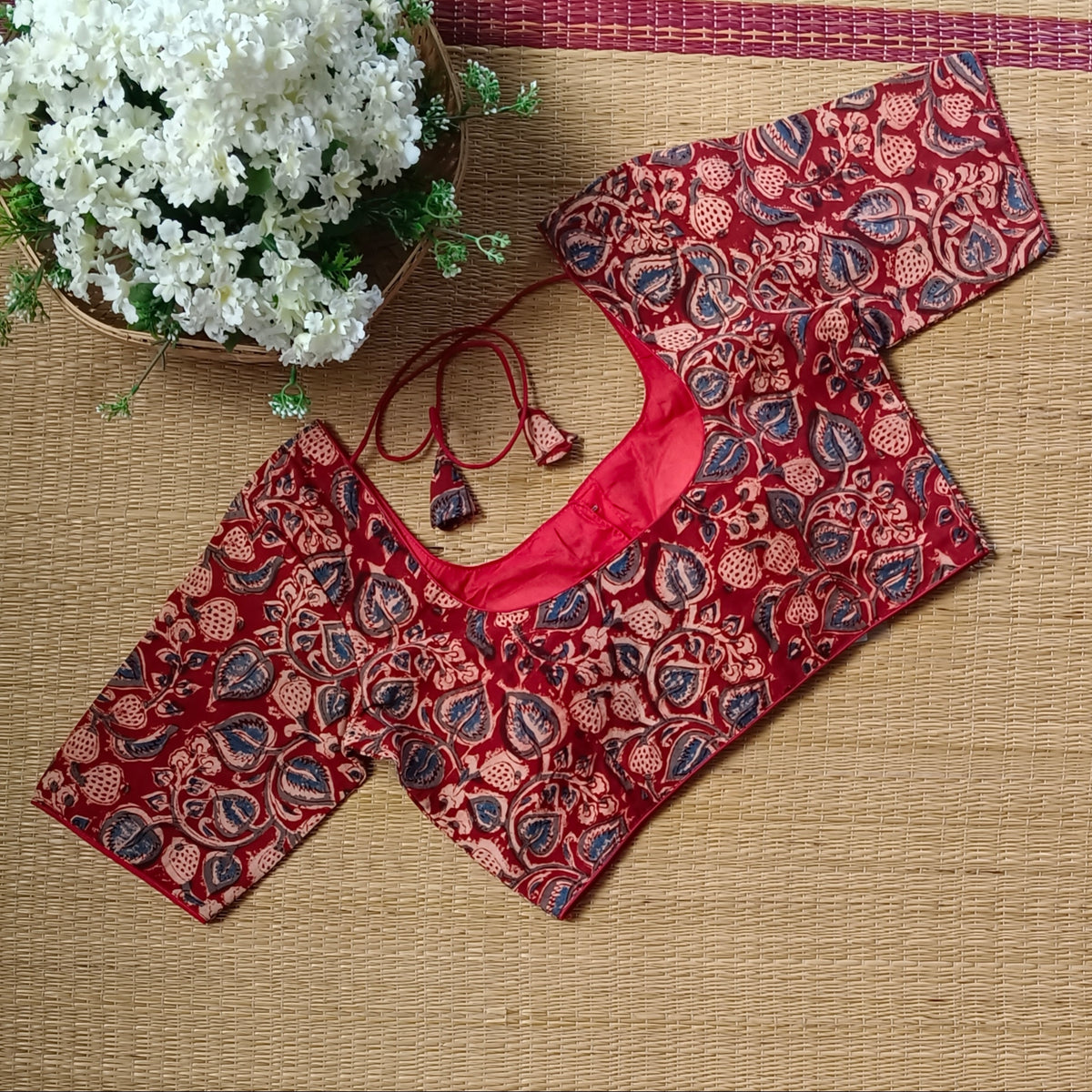 Classic Maroon Kalamkari Cotton Blouse 2