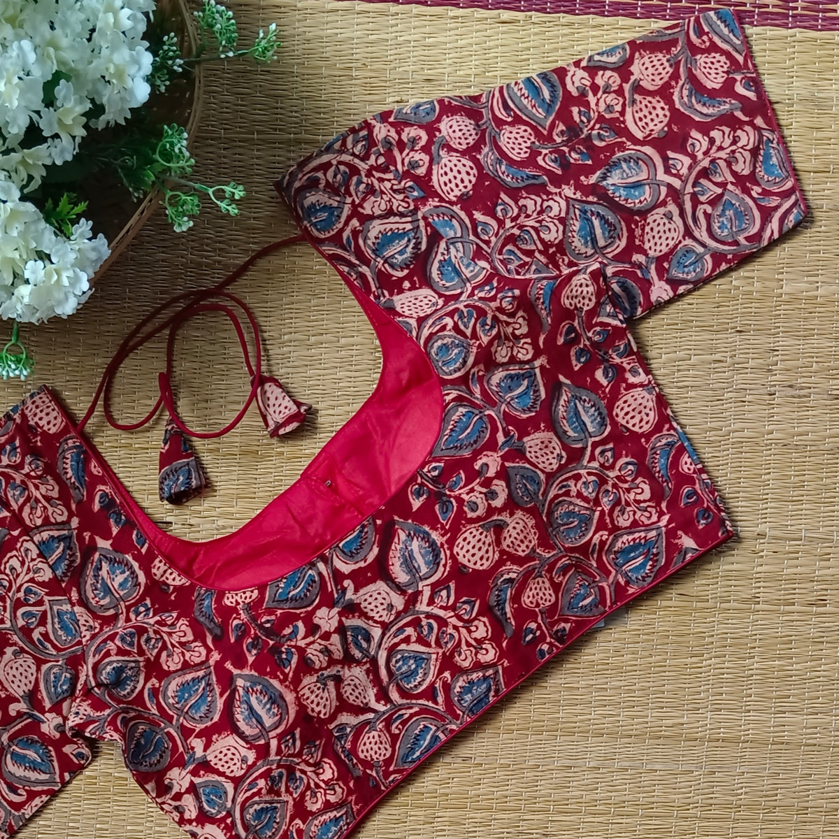 Classic Maroon Kalamkari Cotton Blouse 2
