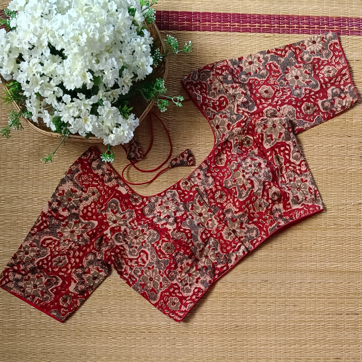 Classic Maroon Kalamkari Cotton Blouse 3
