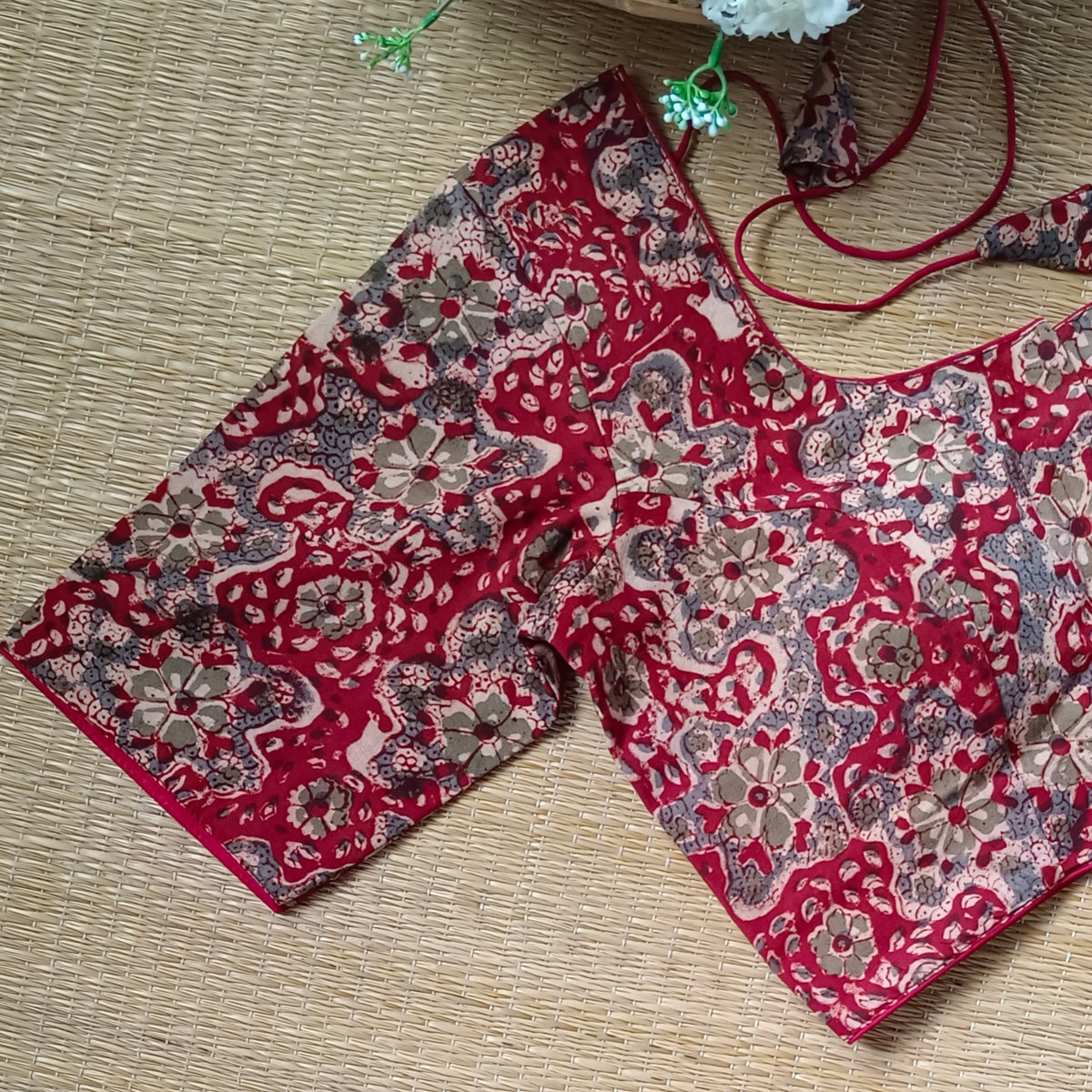 Classic Maroon Kalamkari Cotton Blouse 3