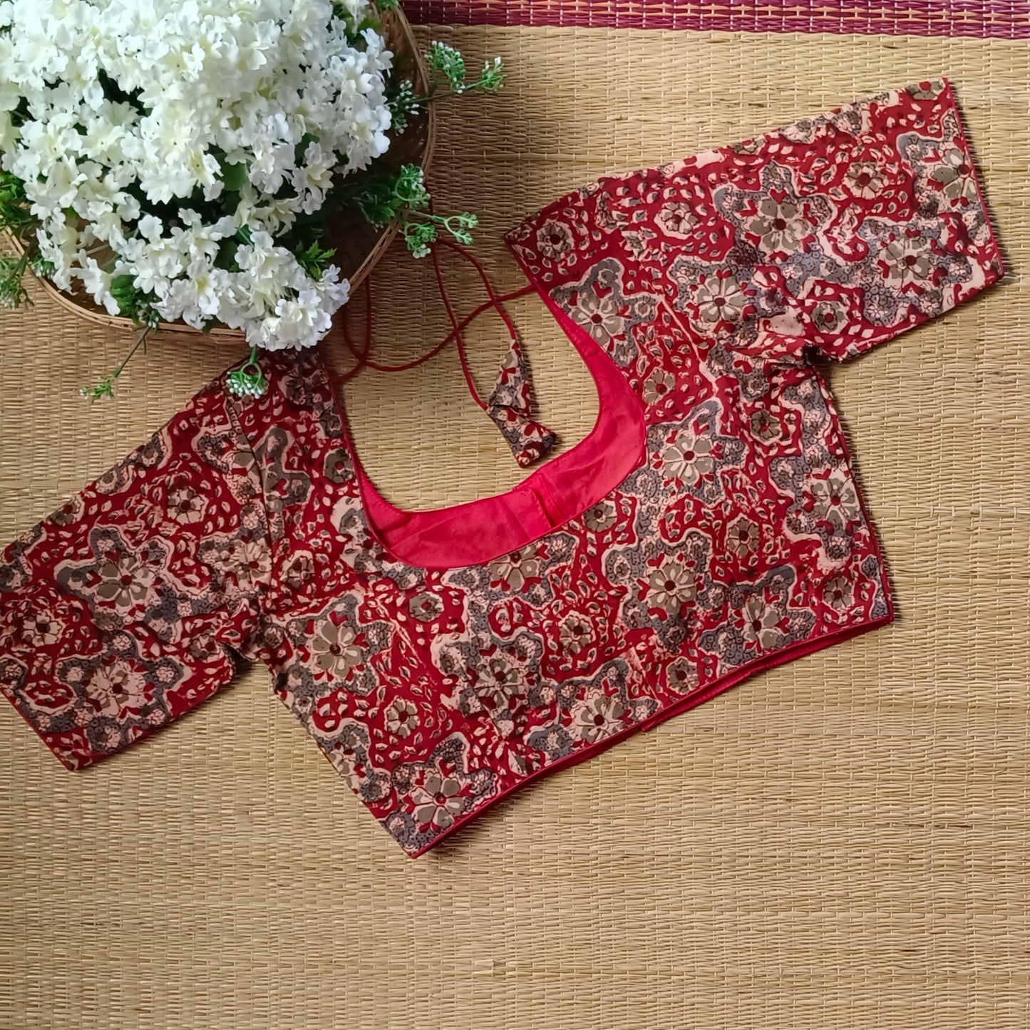 Classic Maroon Kalamkari Cotton Blouse 3
