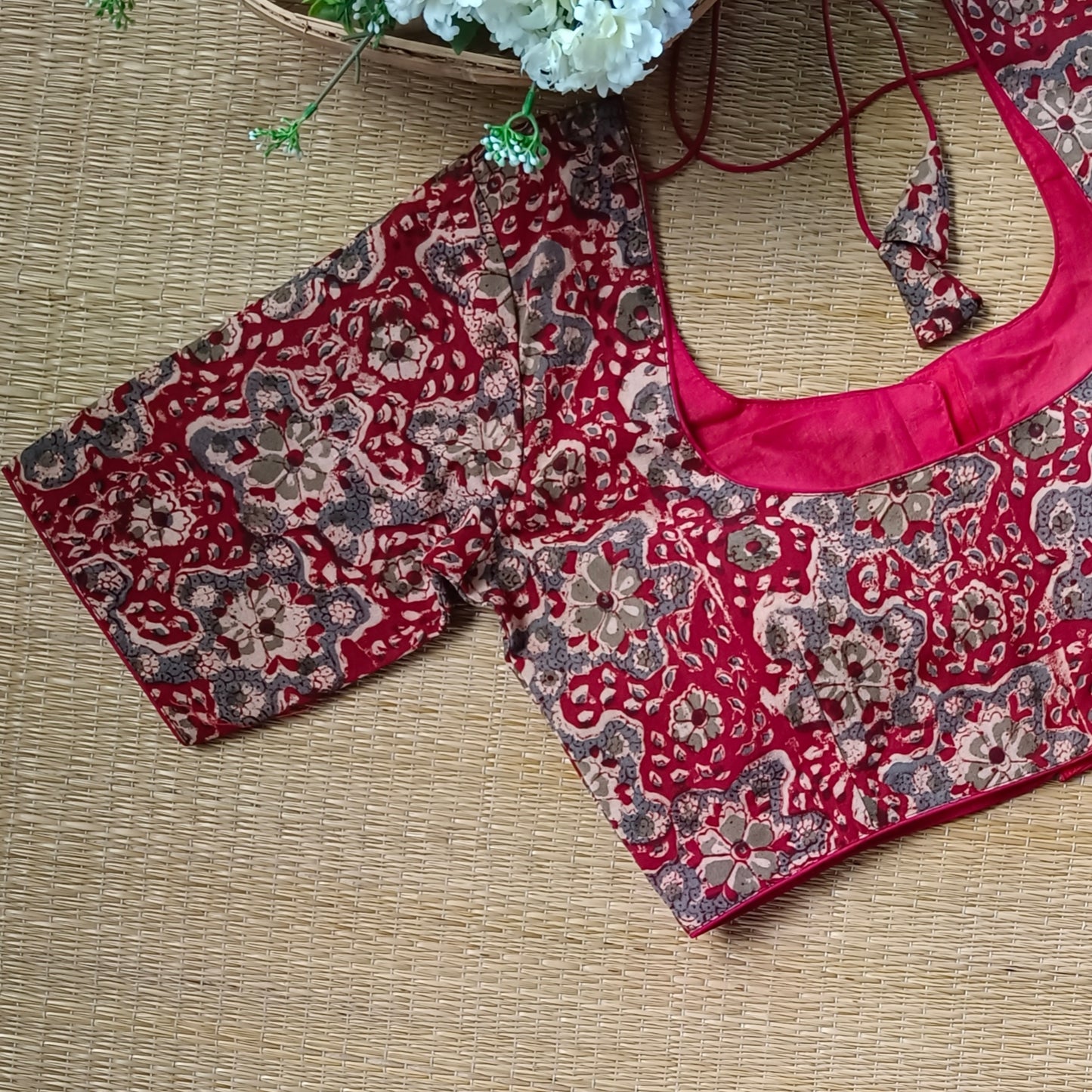 Classic Maroon Kalamkari Cotton Blouse 3