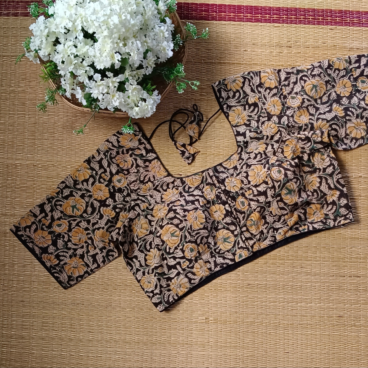 Classic Black Kalamkari Cotton Blouse 1