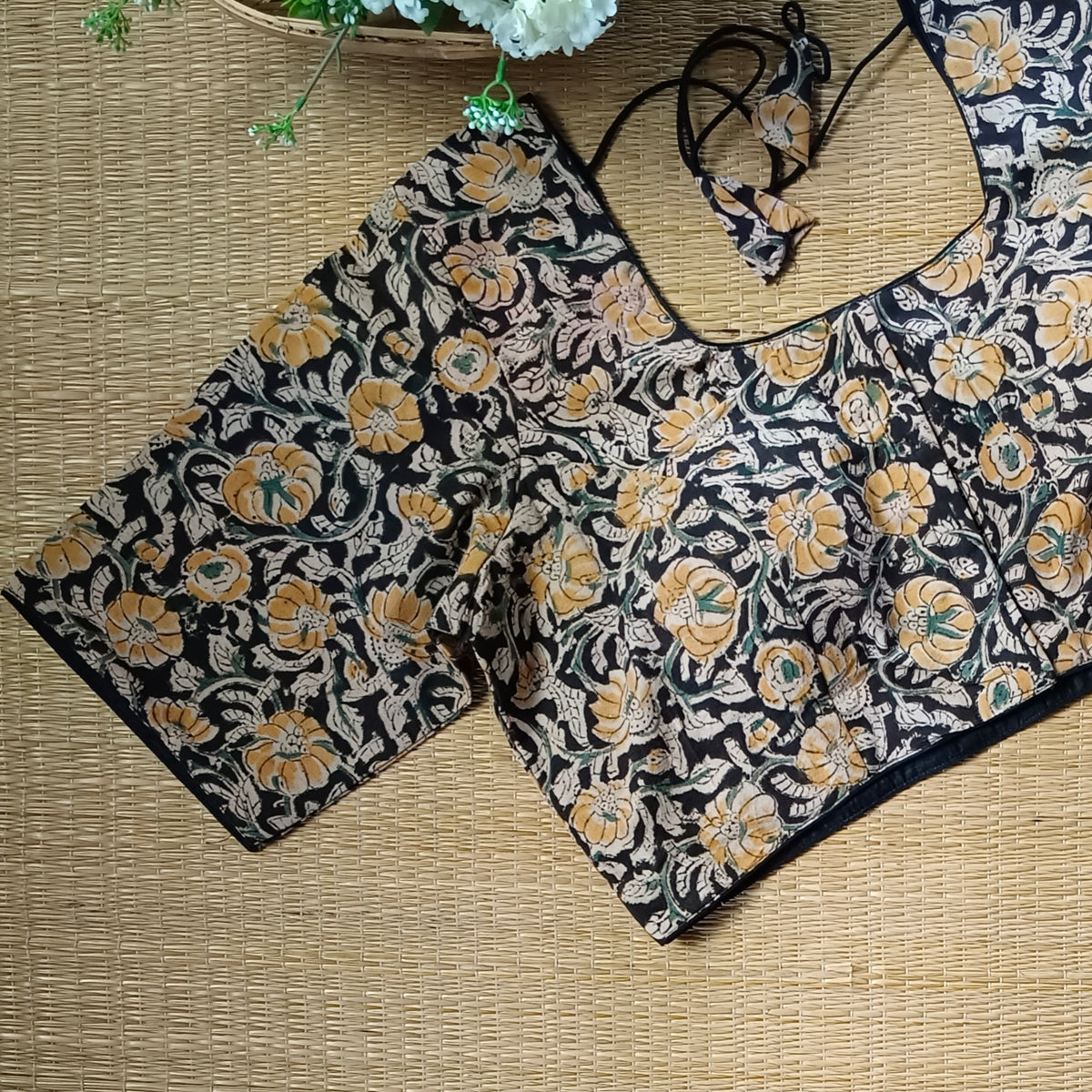 Classic Black Kalamkari Cotton Blouse 1