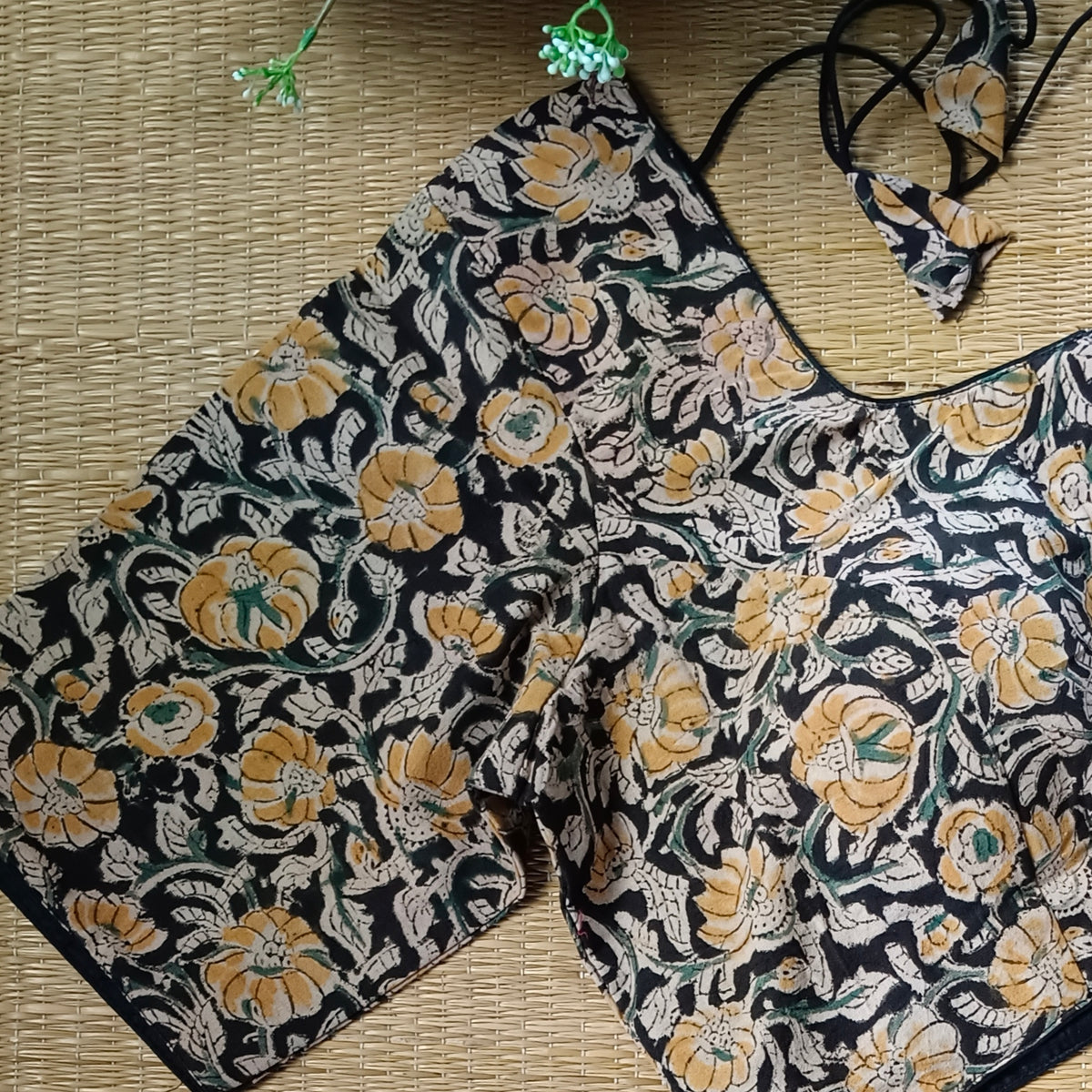 Classic Black Kalamkari Cotton Blouse 1